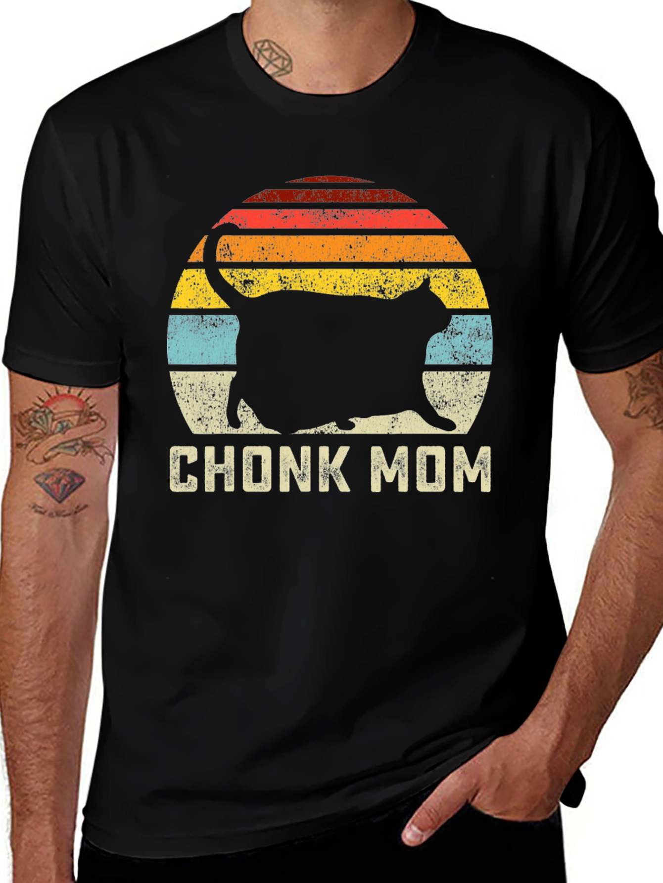 Chonk Mom Cat T-Shirt - Retro Style