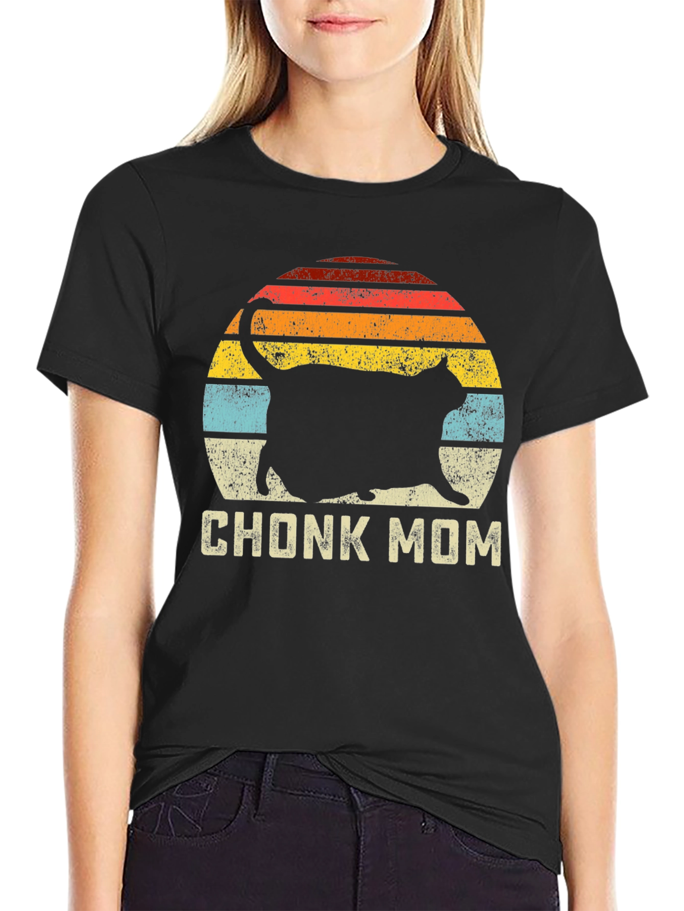 Chonk Mom Cat T-Shirt - Retro Style