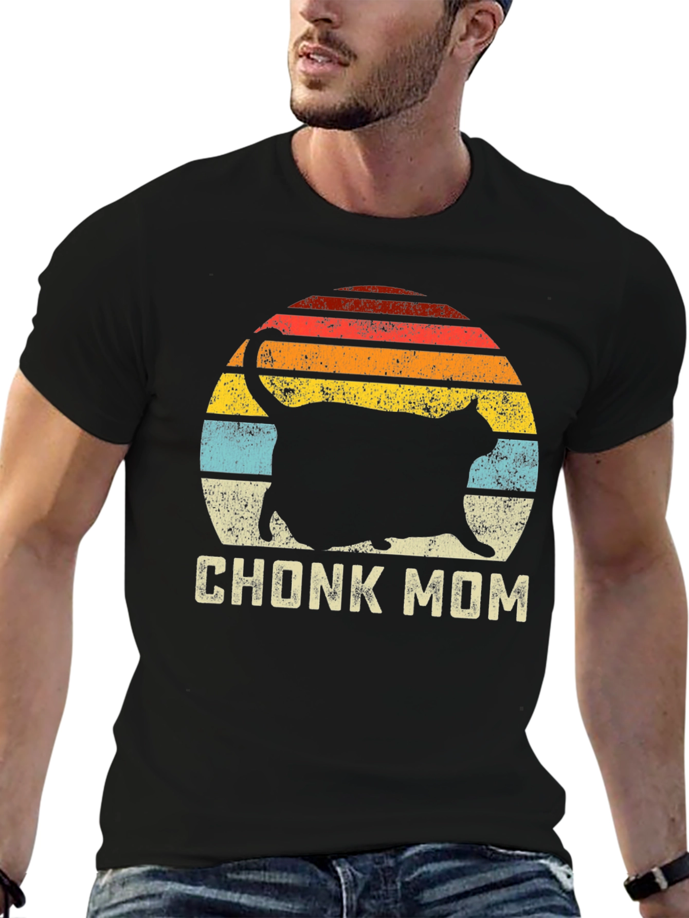 Chonk Mom Cat T-Shirt - Retro Style
