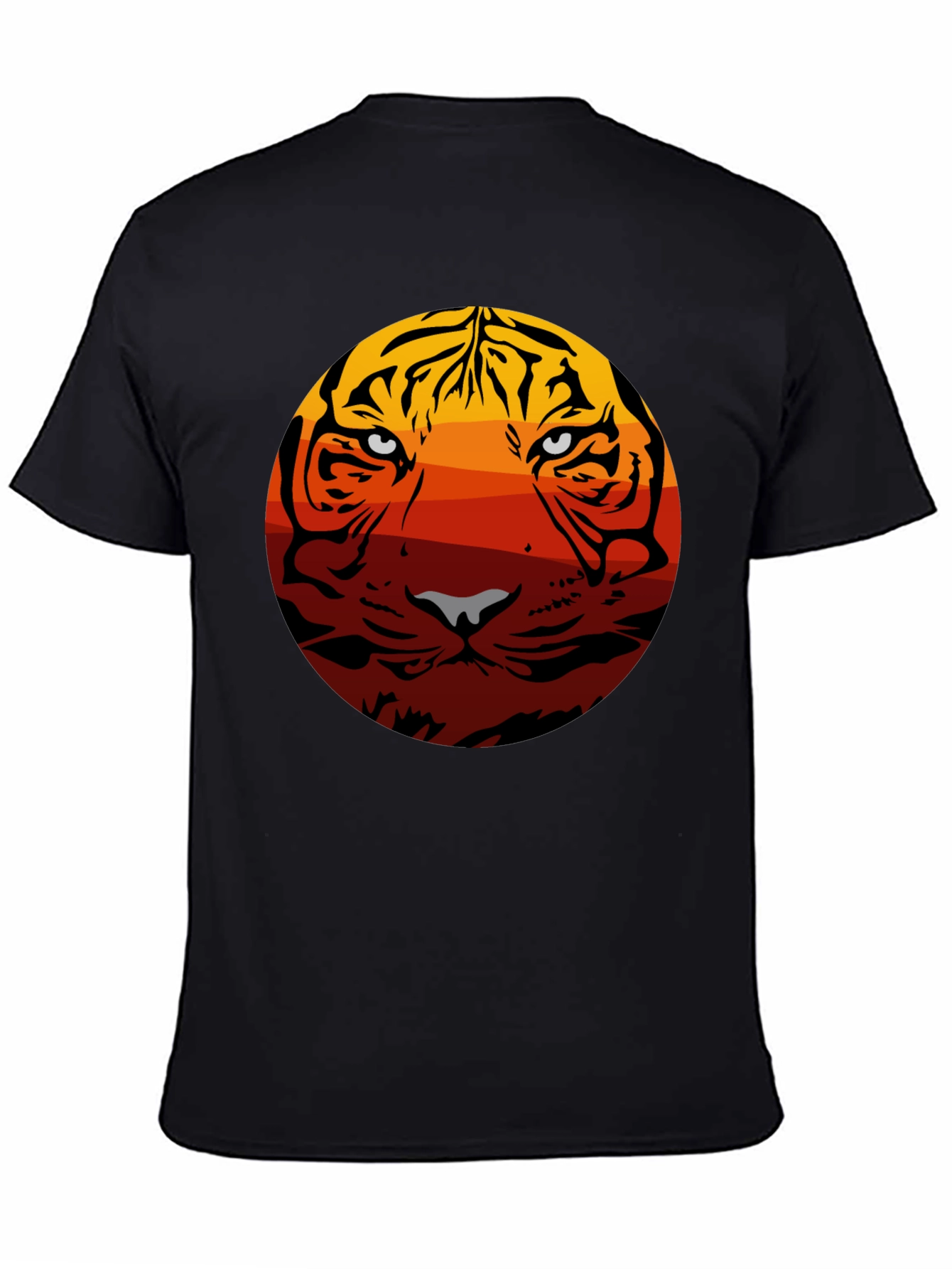 Tiger Sunset Graphic Tee - Black Cotton Blend