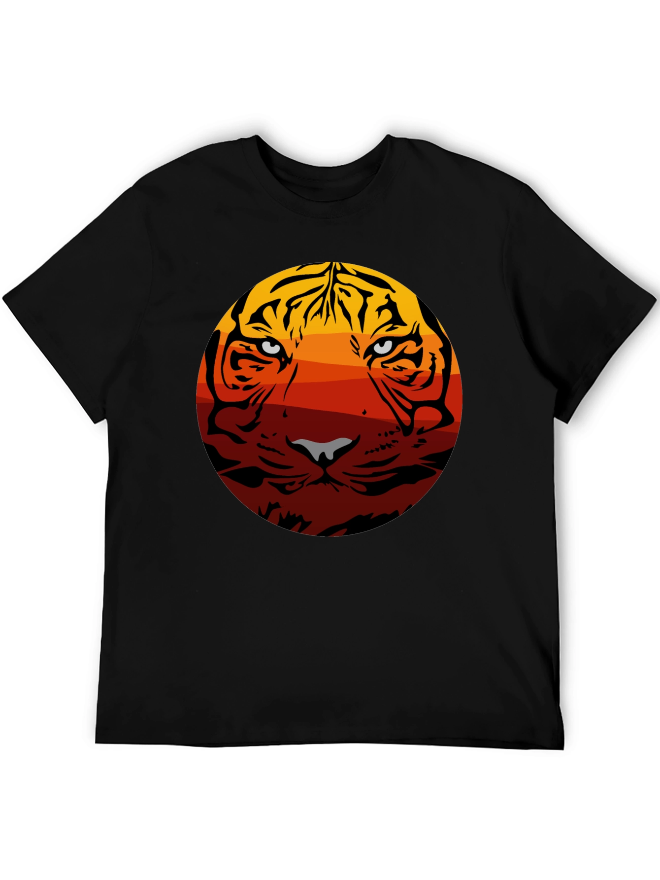 Tiger Sunset Graphic Tee - Black Cotton Blend