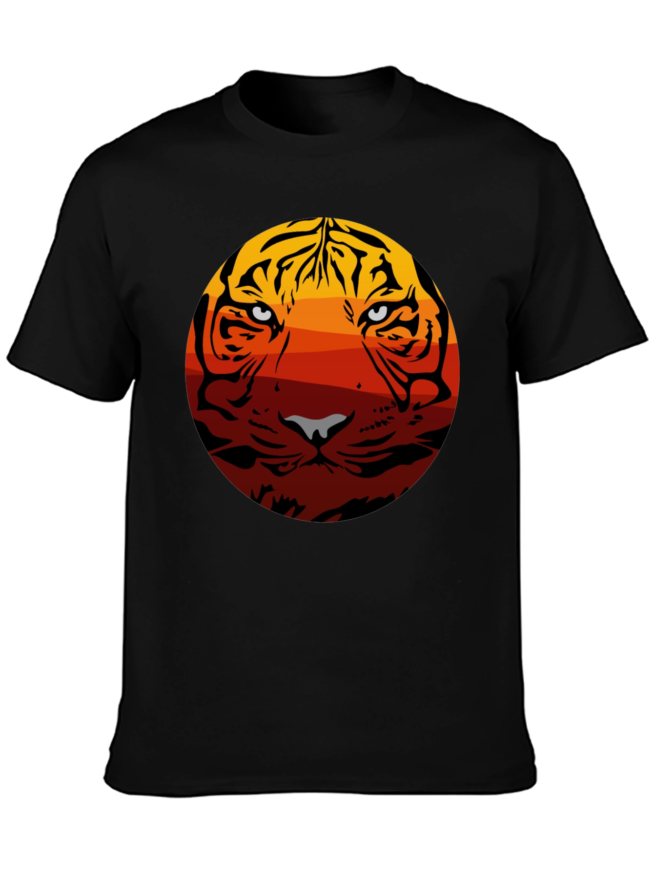 Tiger Sunset Graphic Tee - Black Cotton Blend