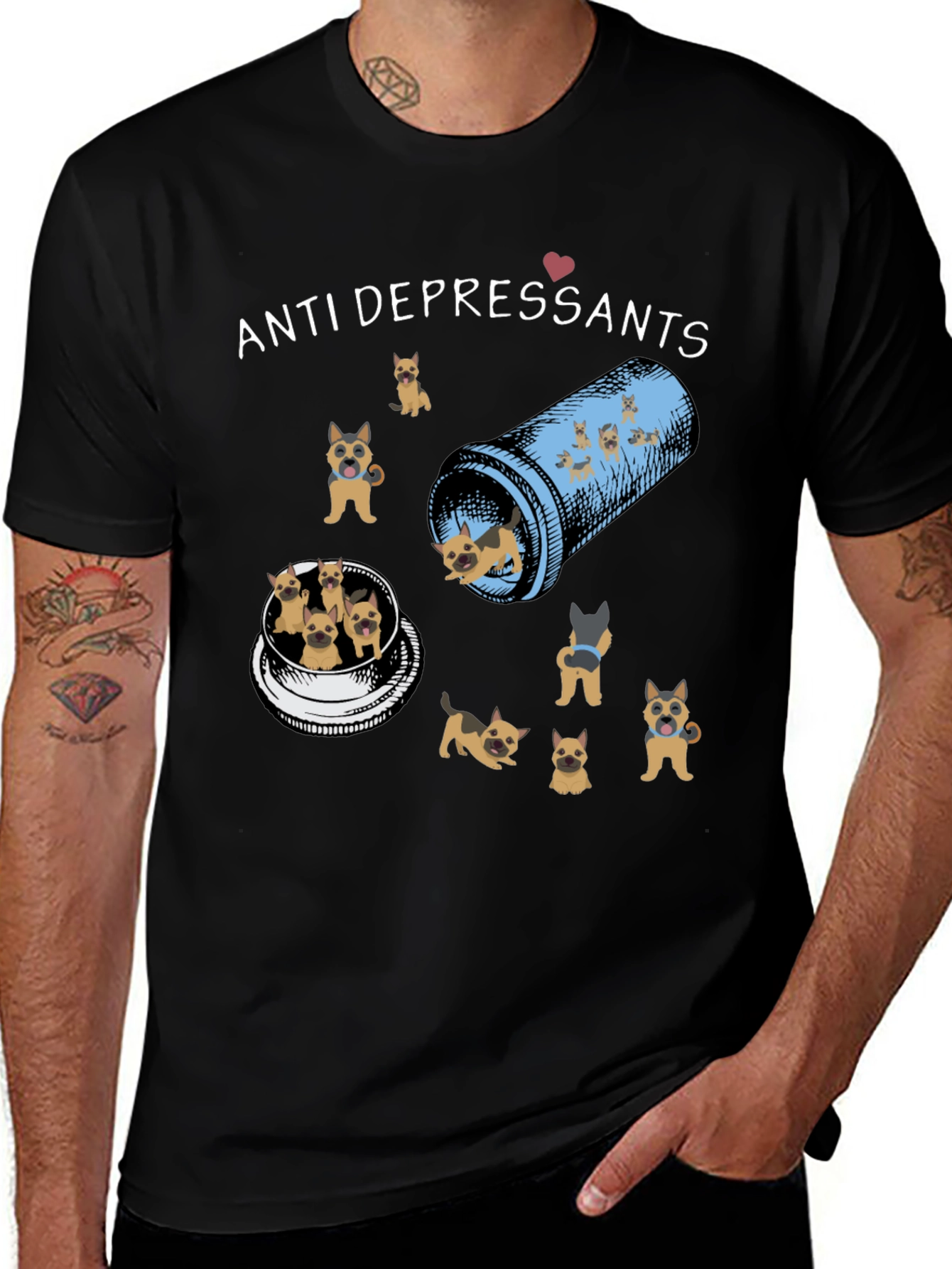 Anti-Depressants T-Shirt with Dog Design