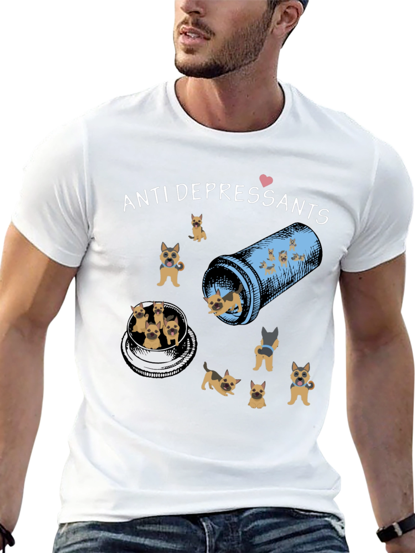 Anti-Depressants T-Shirt with Dog Design