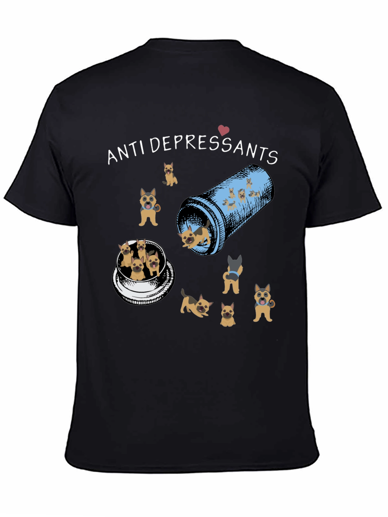 Anti-Depressants T-Shirt with Dog Design
