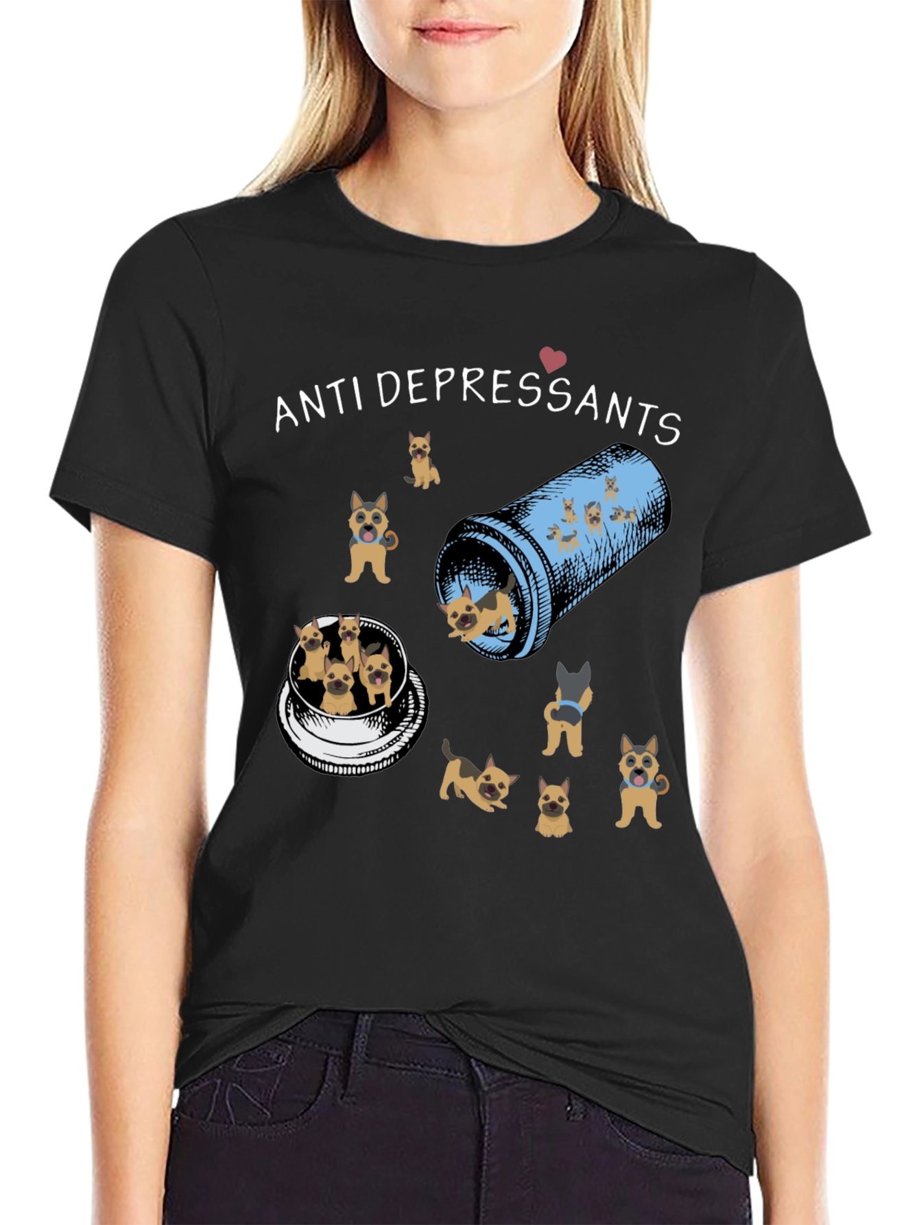 Anti-Depressants T-Shirt with Dog Design