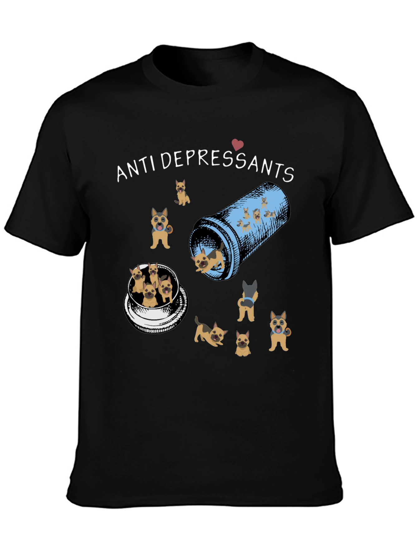 Anti-Depressants T-Shirt with Dog Design