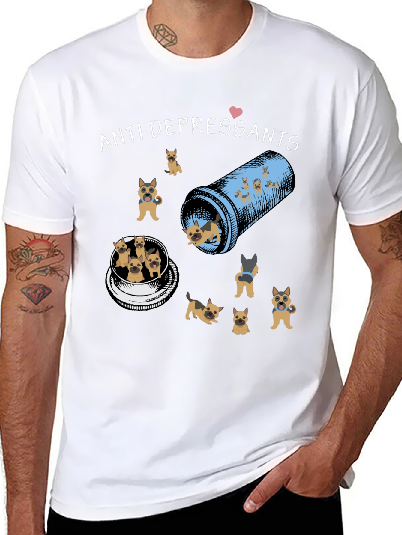 Anti-Depressants T-Shirt with Dog Design