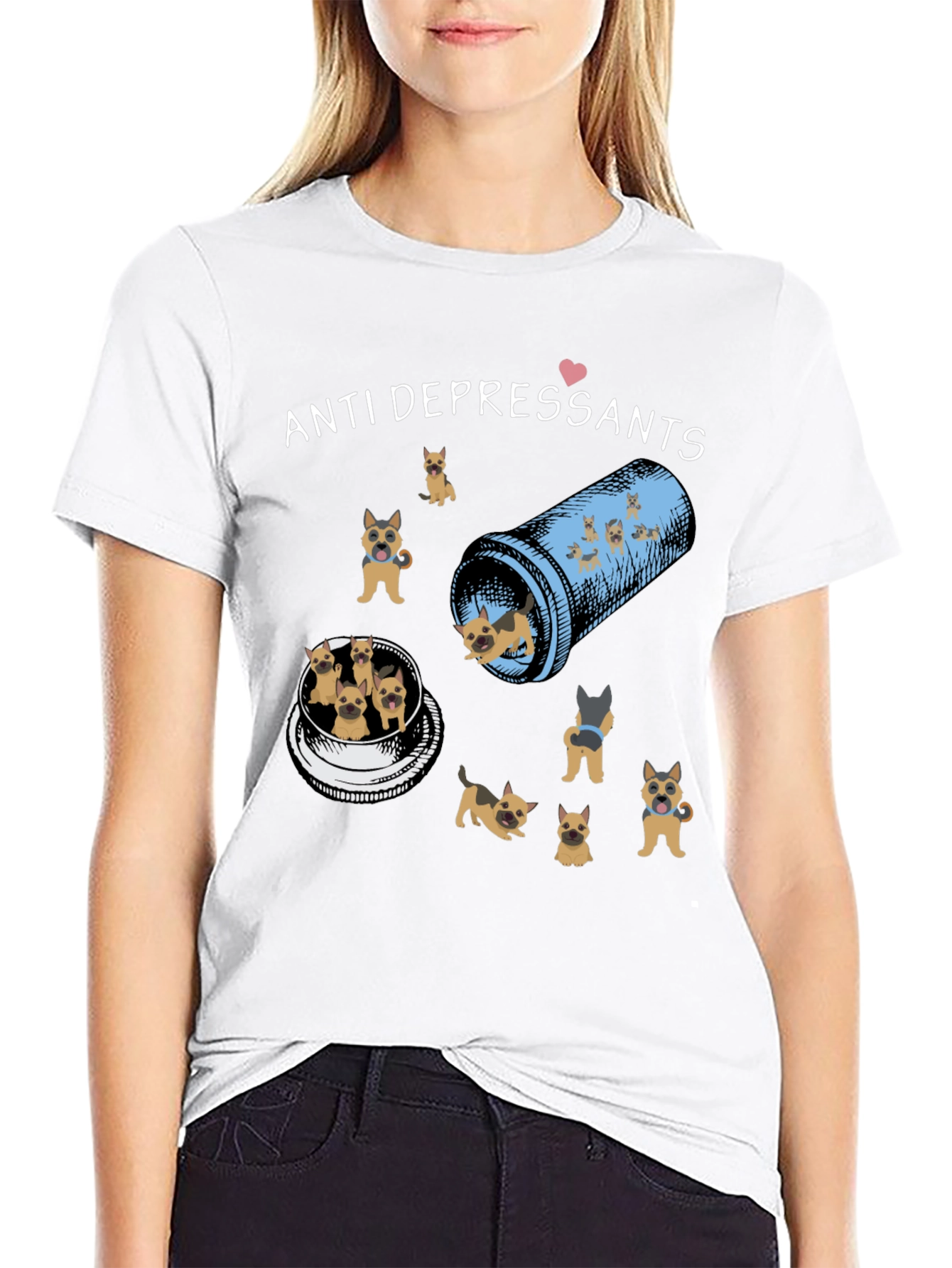 Anti-Depressants T-Shirt with Dog Design