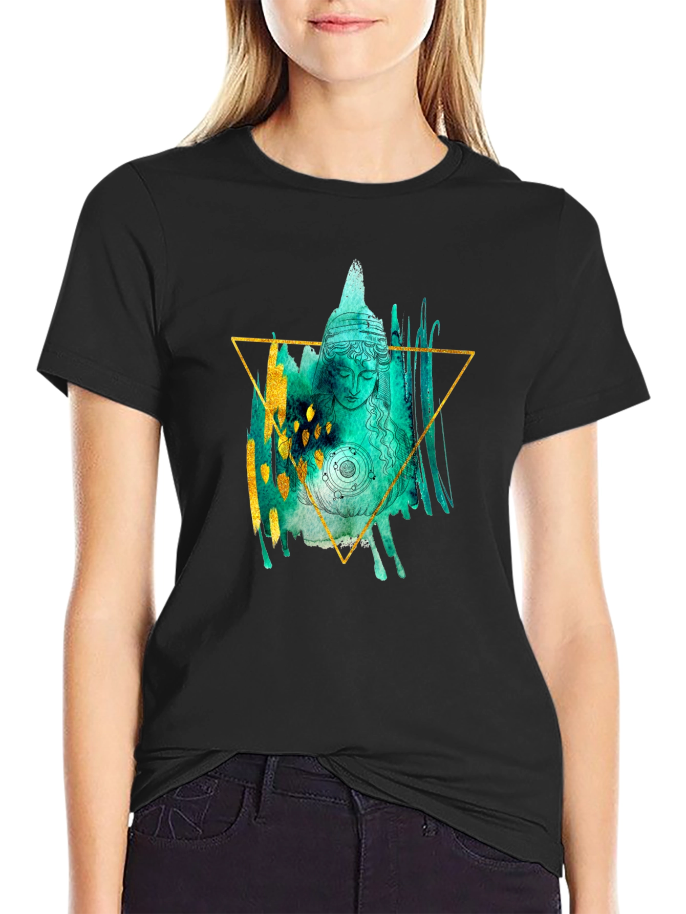 Abstract Buddha Graphic Tee - Unisex Black T-Shirt