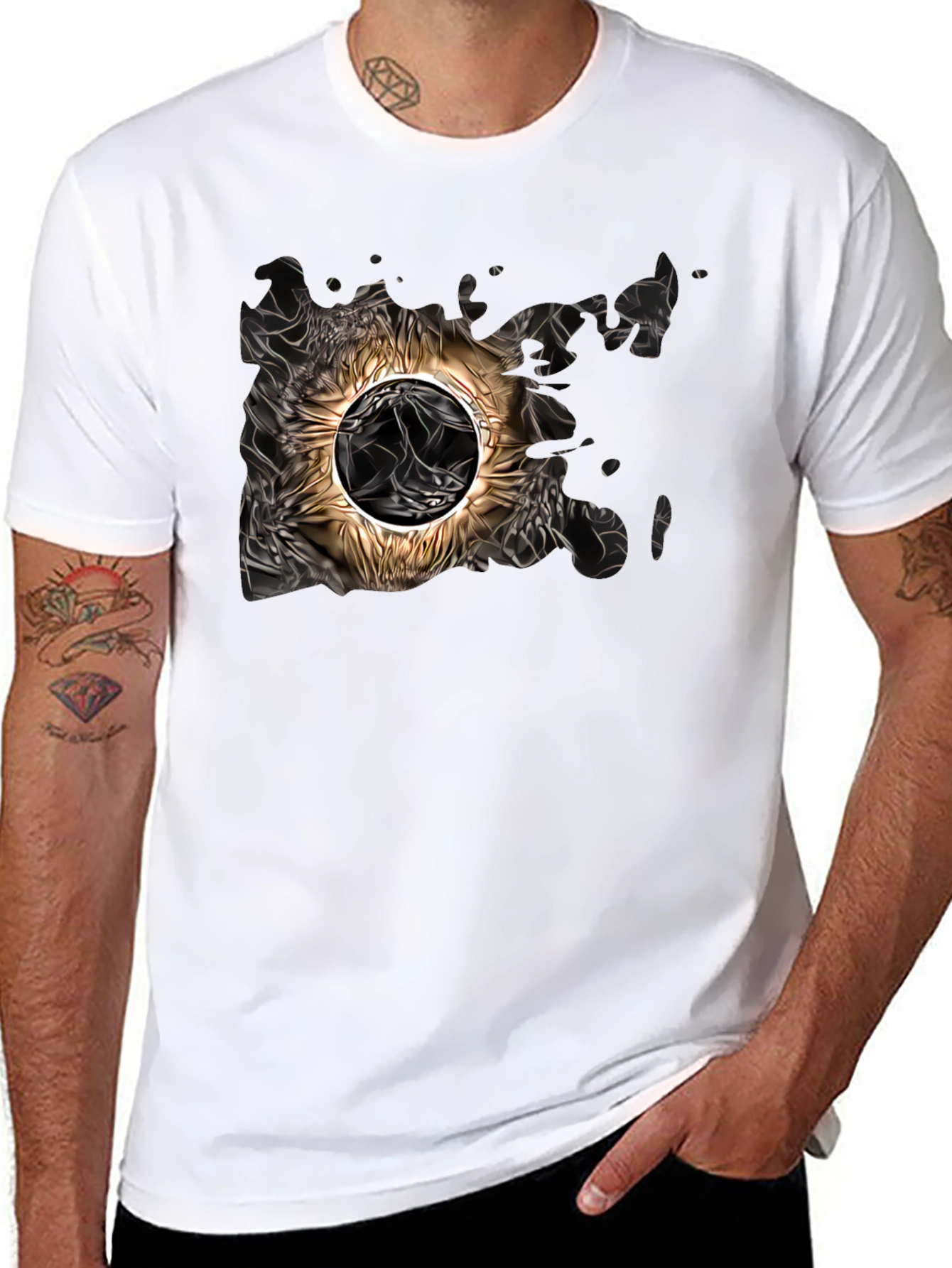 Abstract Sun Graphic Tee - Black