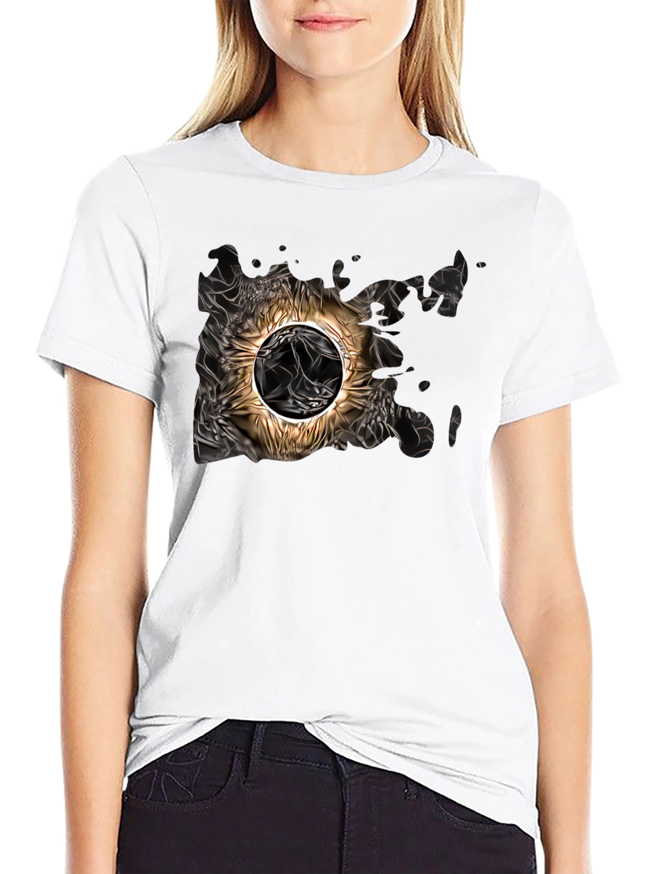 Abstract Sun Graphic Tee - Black