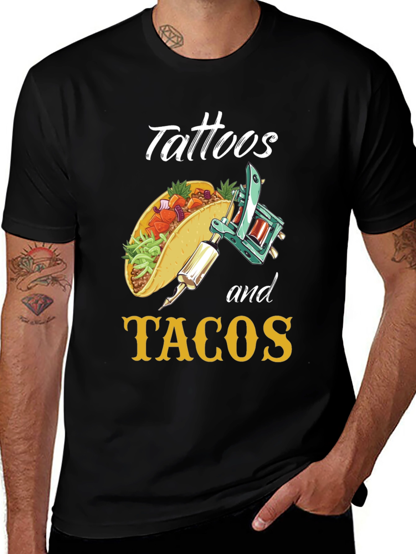 Tattoos and Tacos Funny Graphic Tee
