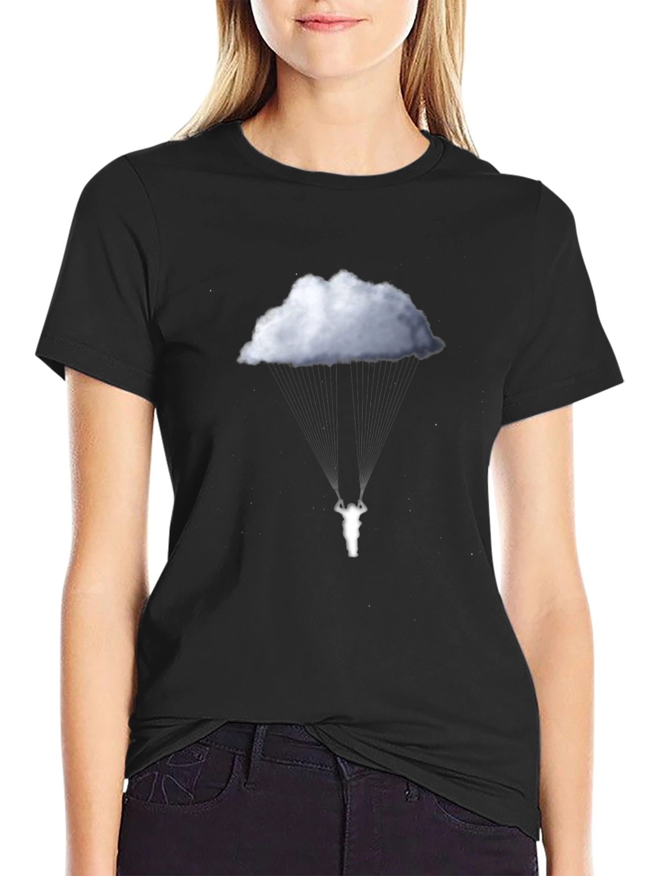 Cloud Swing Graphic Tee - Black Cotton Comfort