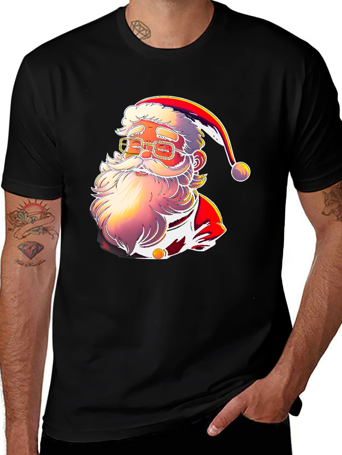 Festive Santa Graphic Tee - Holiday Cheer