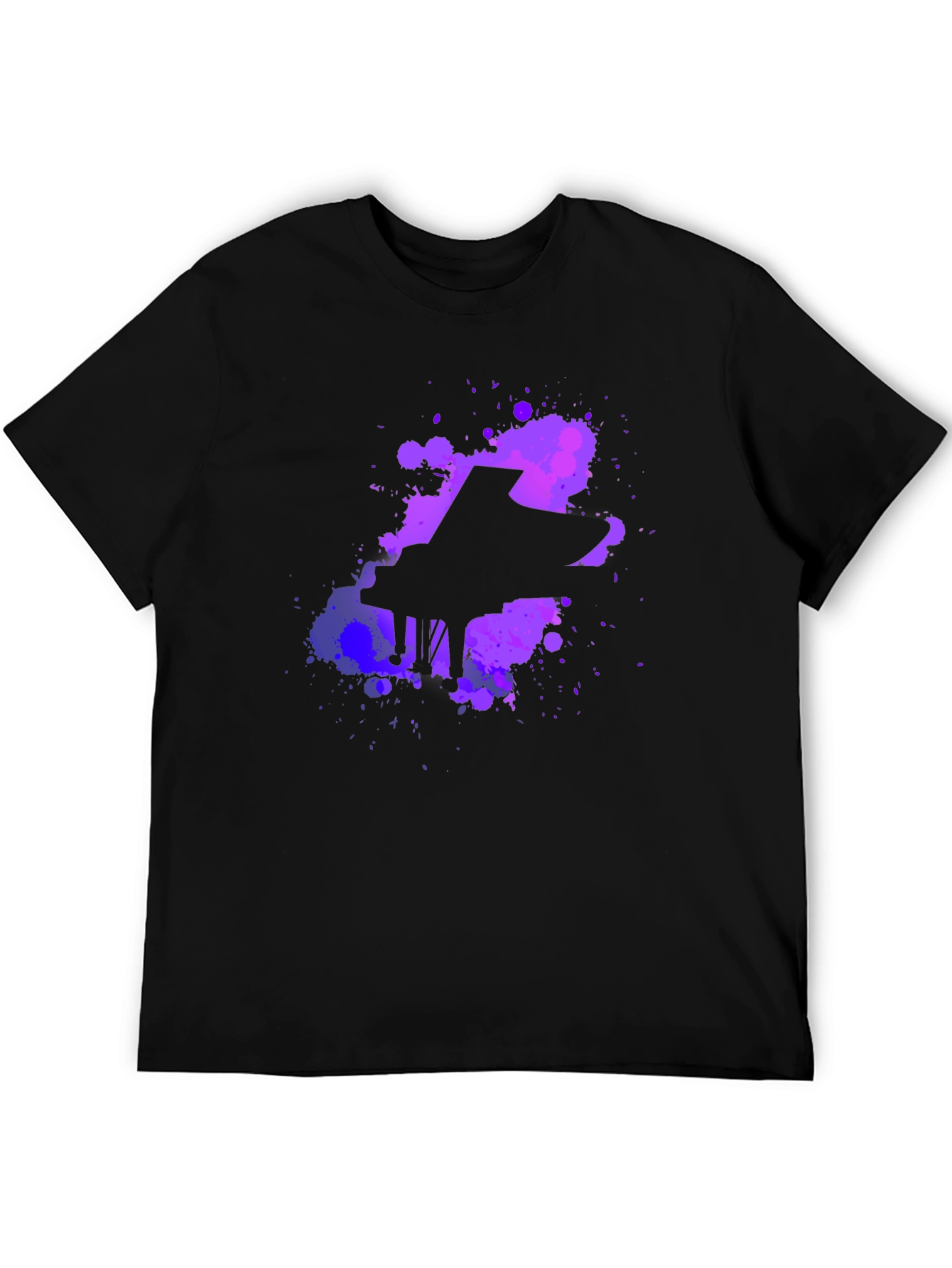 Piano Paint Splatter Graphic Tee - Black
