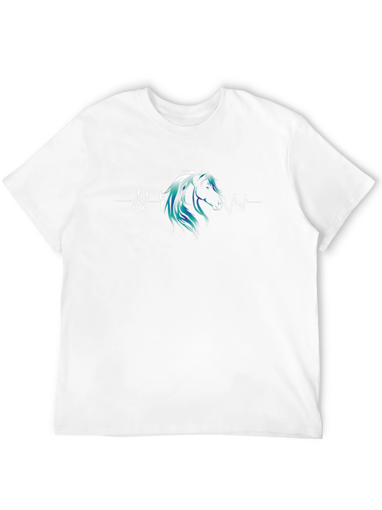 Horse Heartbeat Graphic Print Mens Black T-Shirt
