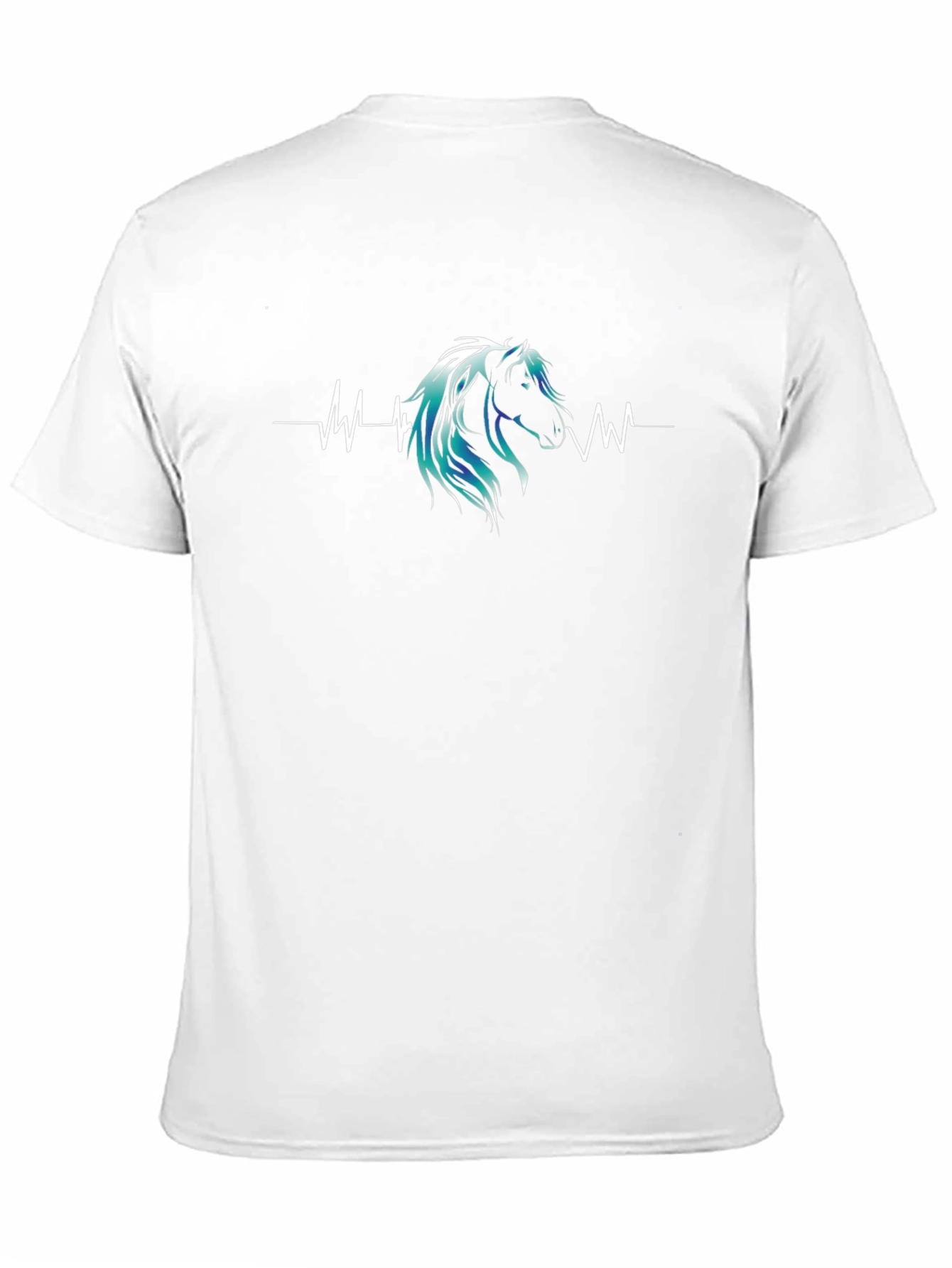 Horse Heartbeat Graphic Print Mens Black T-Shirt