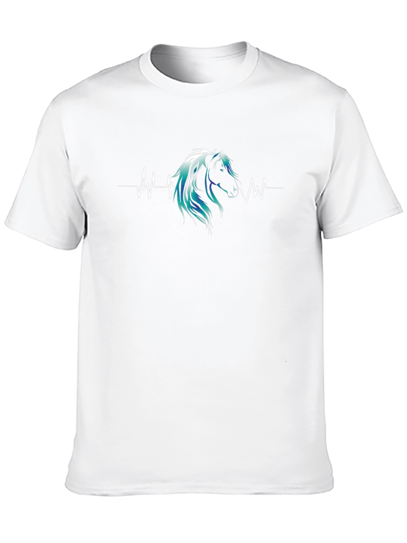 Horse Heartbeat Graphic Print Mens Black T-Shirt