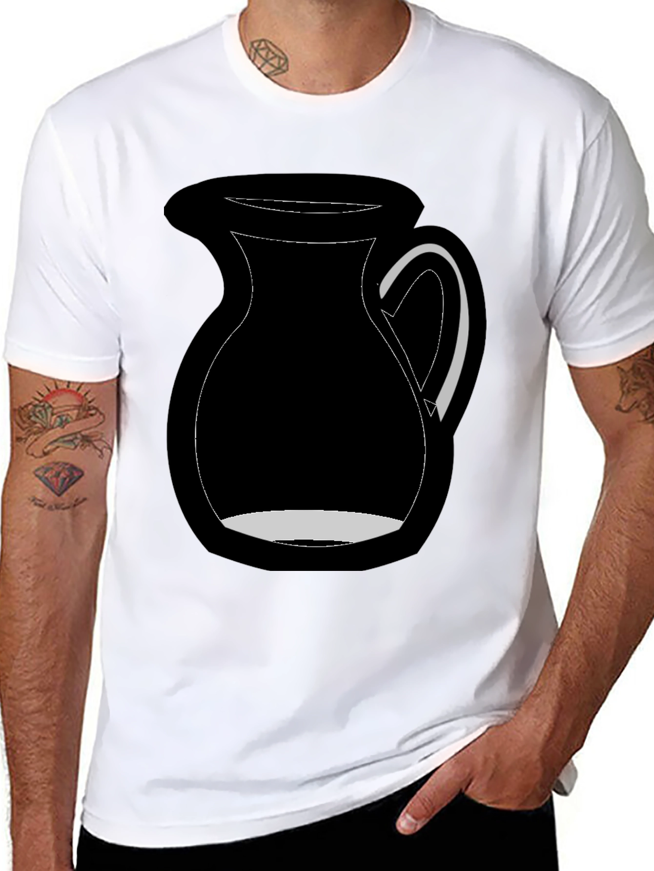 Black Graphic Tee - Milk Pitcher Design