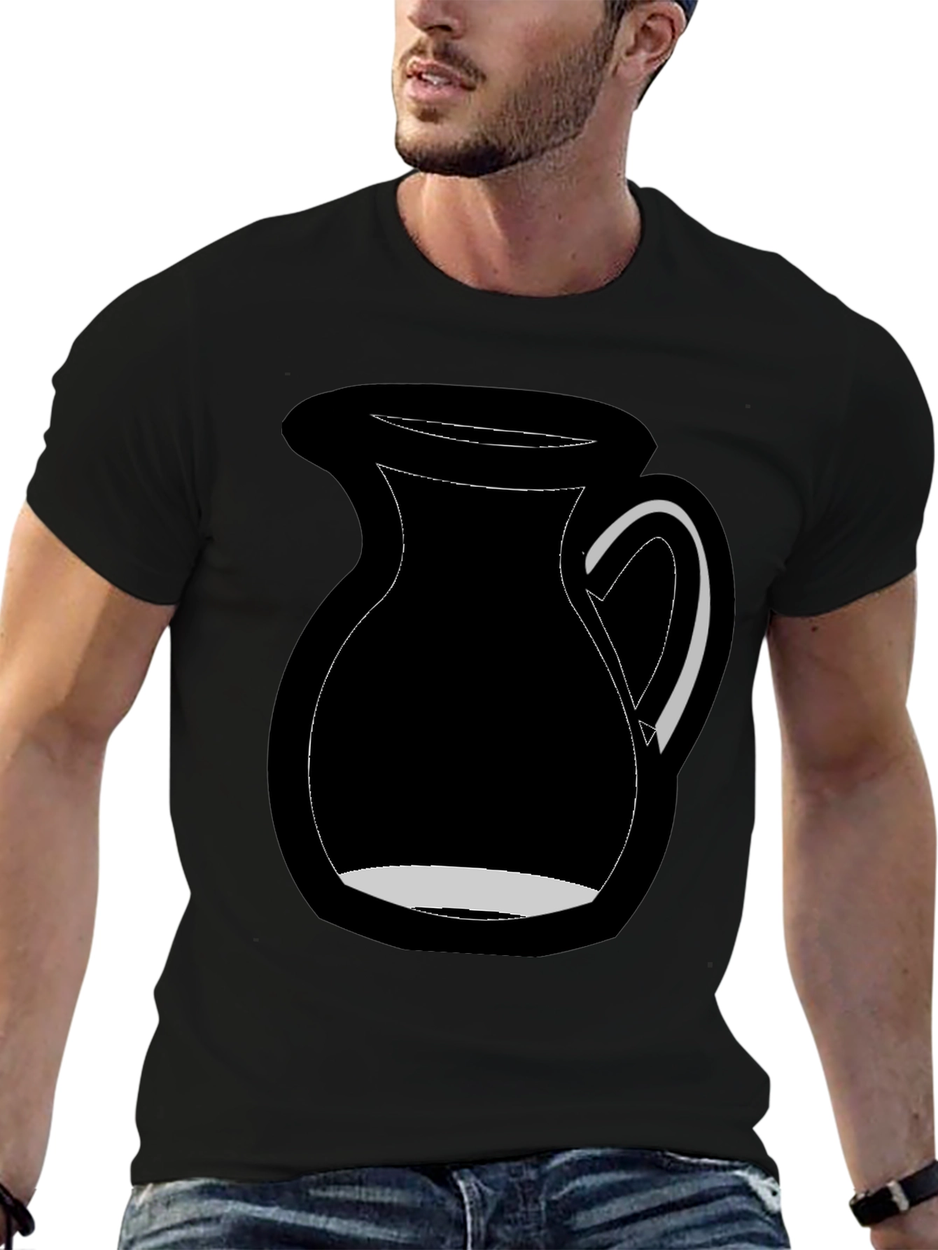 Black Graphic Tee - Milk Pitcher Design