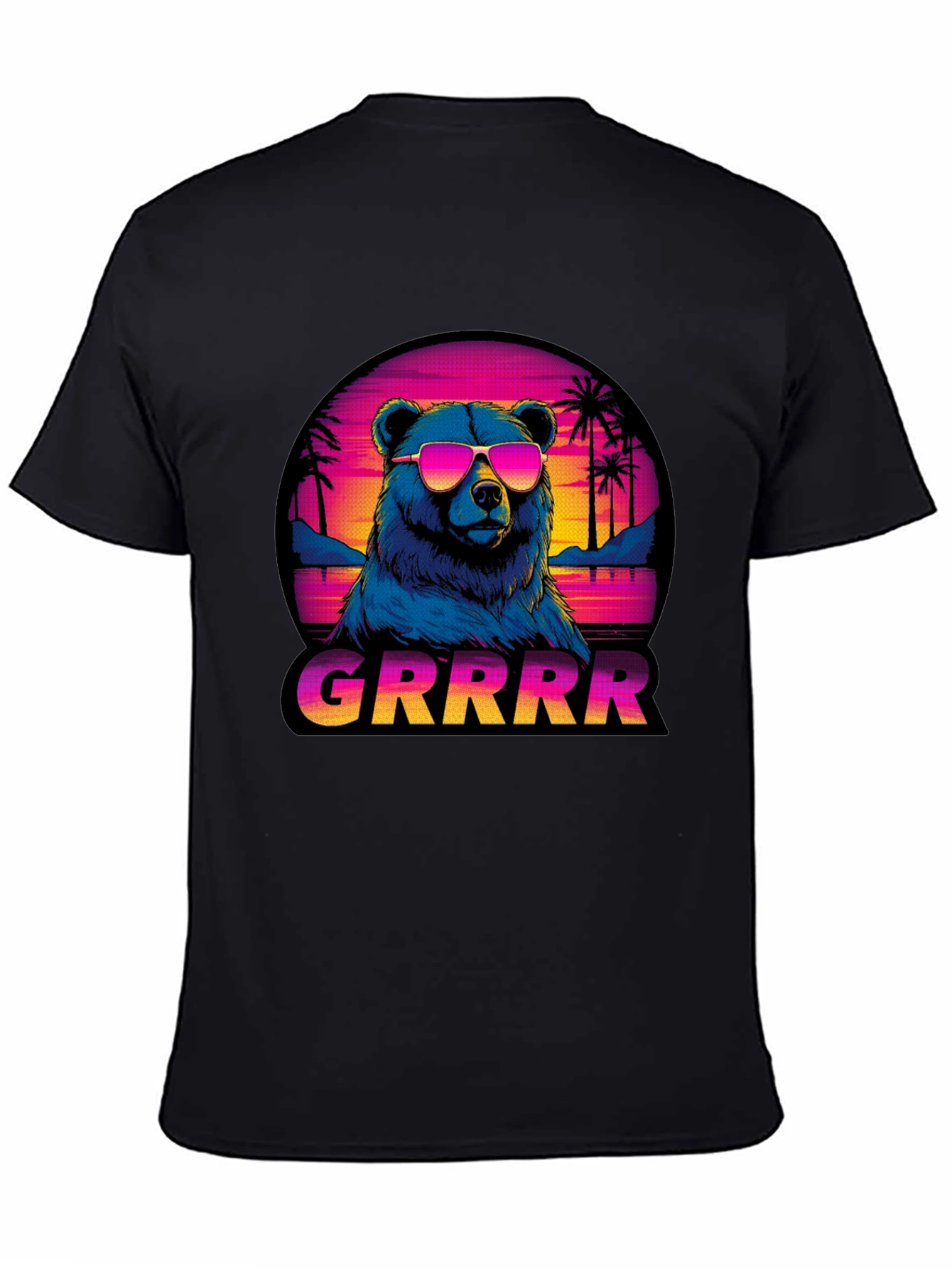Bear GRRRR T-Shirt Retro Sunglasses Palm Trees