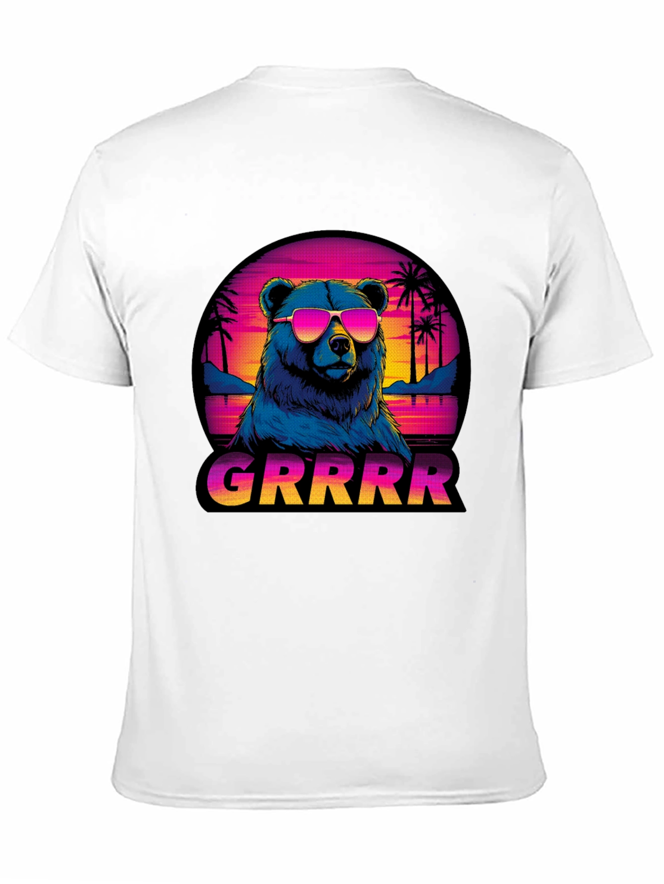 Bear GRRRR T-Shirt Retro Sunglasses Palm Trees
