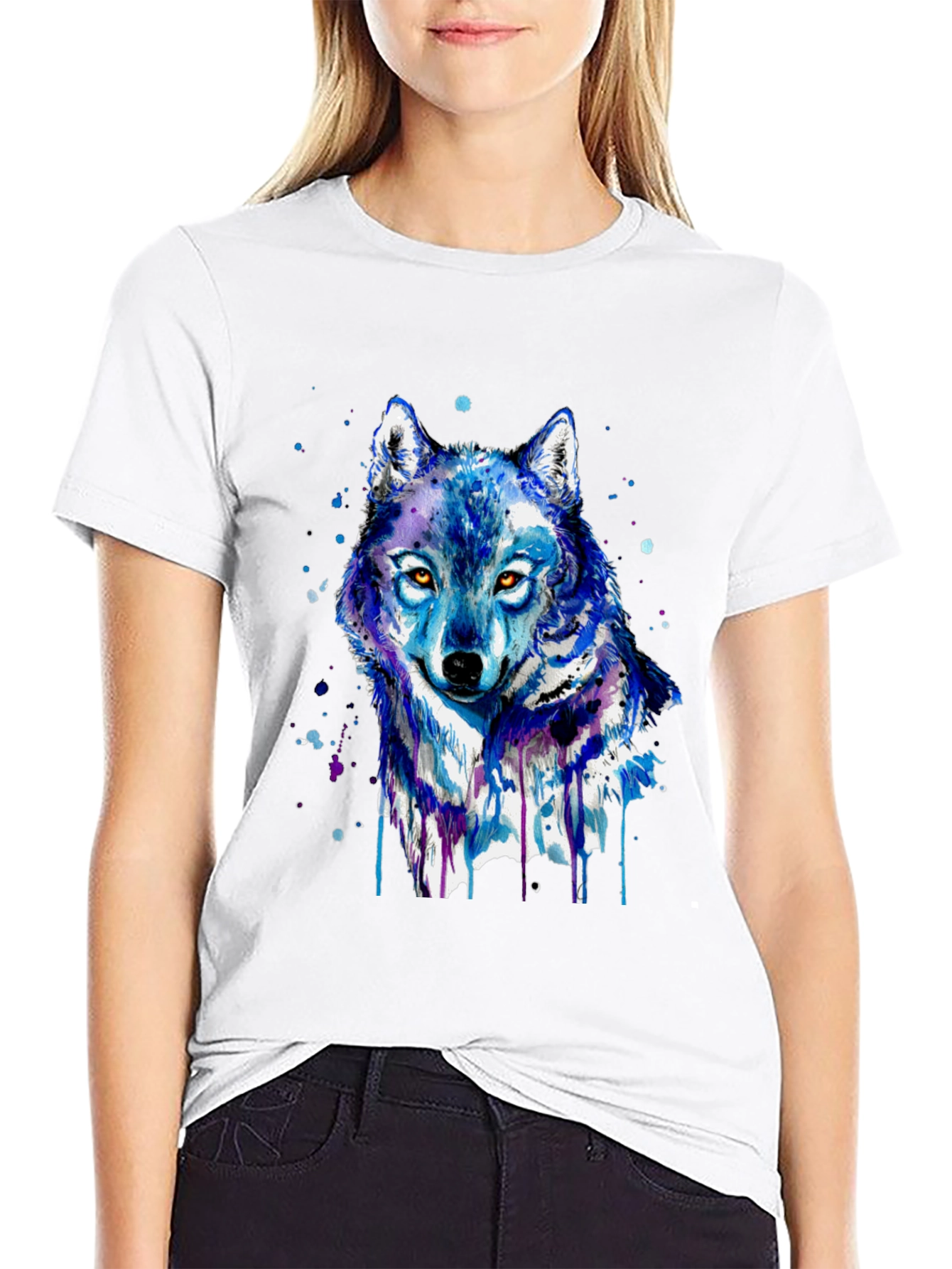 Wolf Graphic Print Black T-Shirt