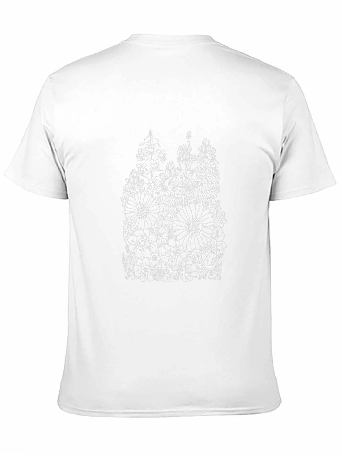 Floral Print Black T-Shirt - Artistic Botanical Design