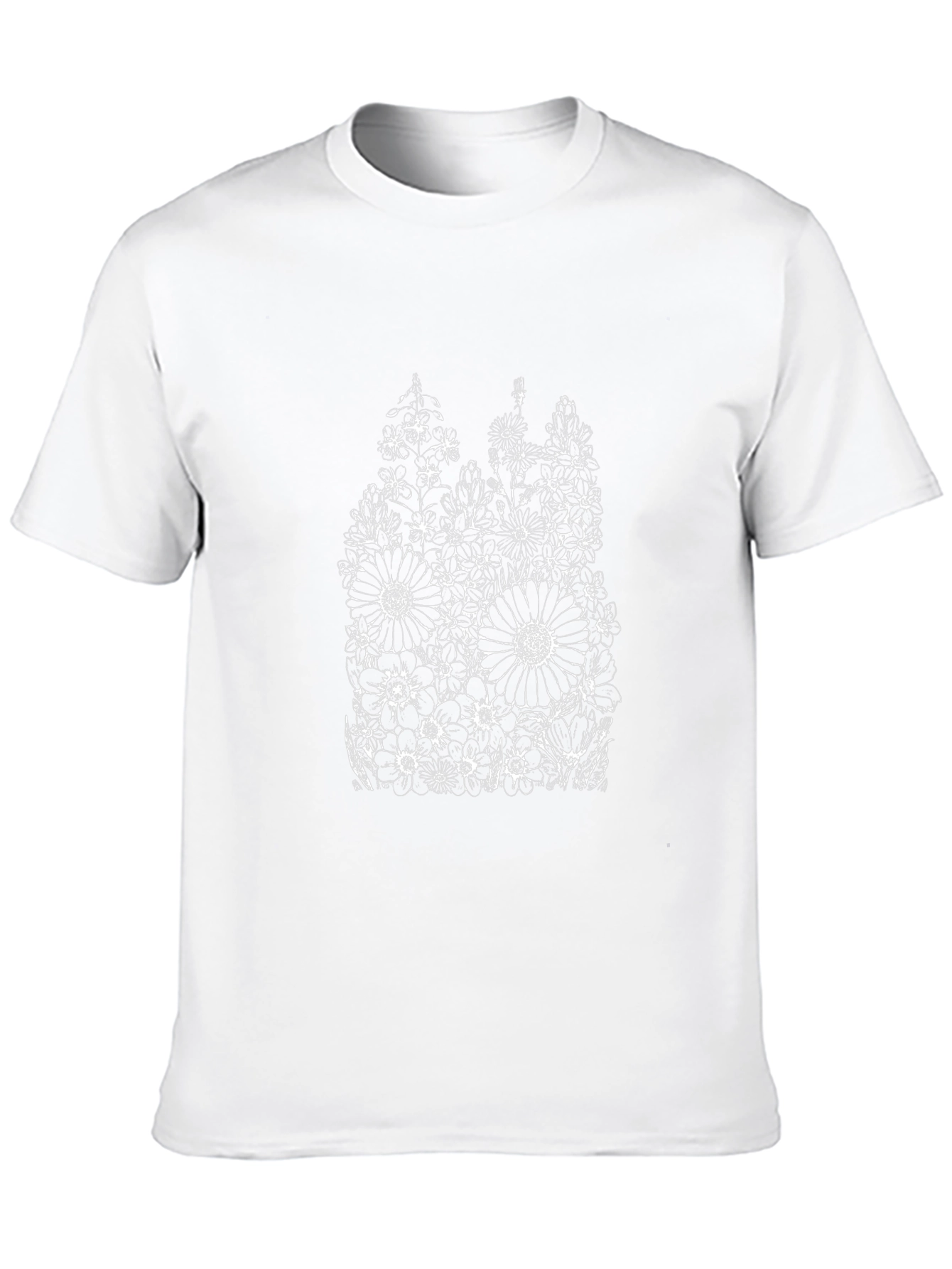 Floral Print Black T-Shirt - Artistic Botanical Design