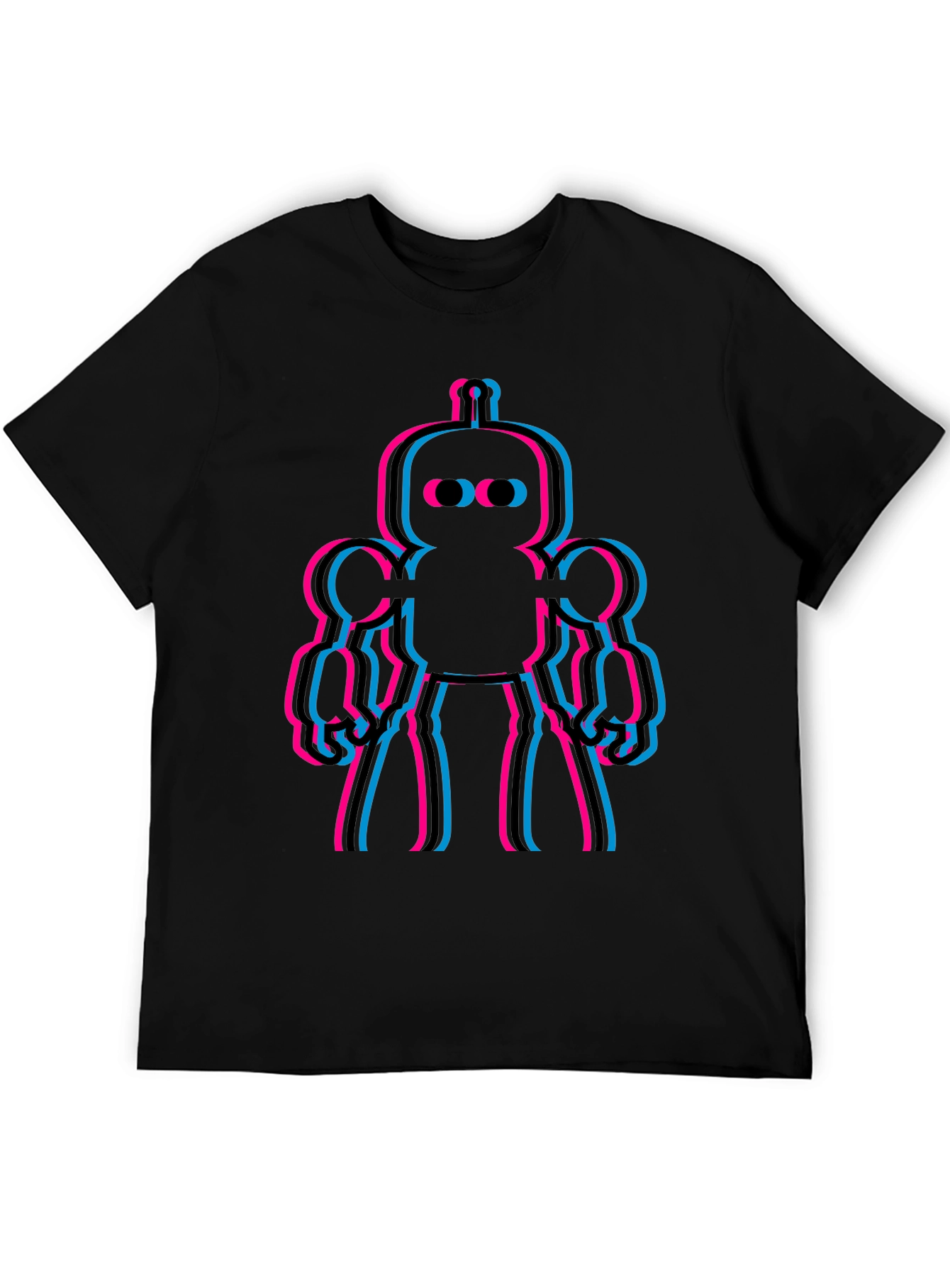 Retro Robot Glitch Mens Graphic Tee