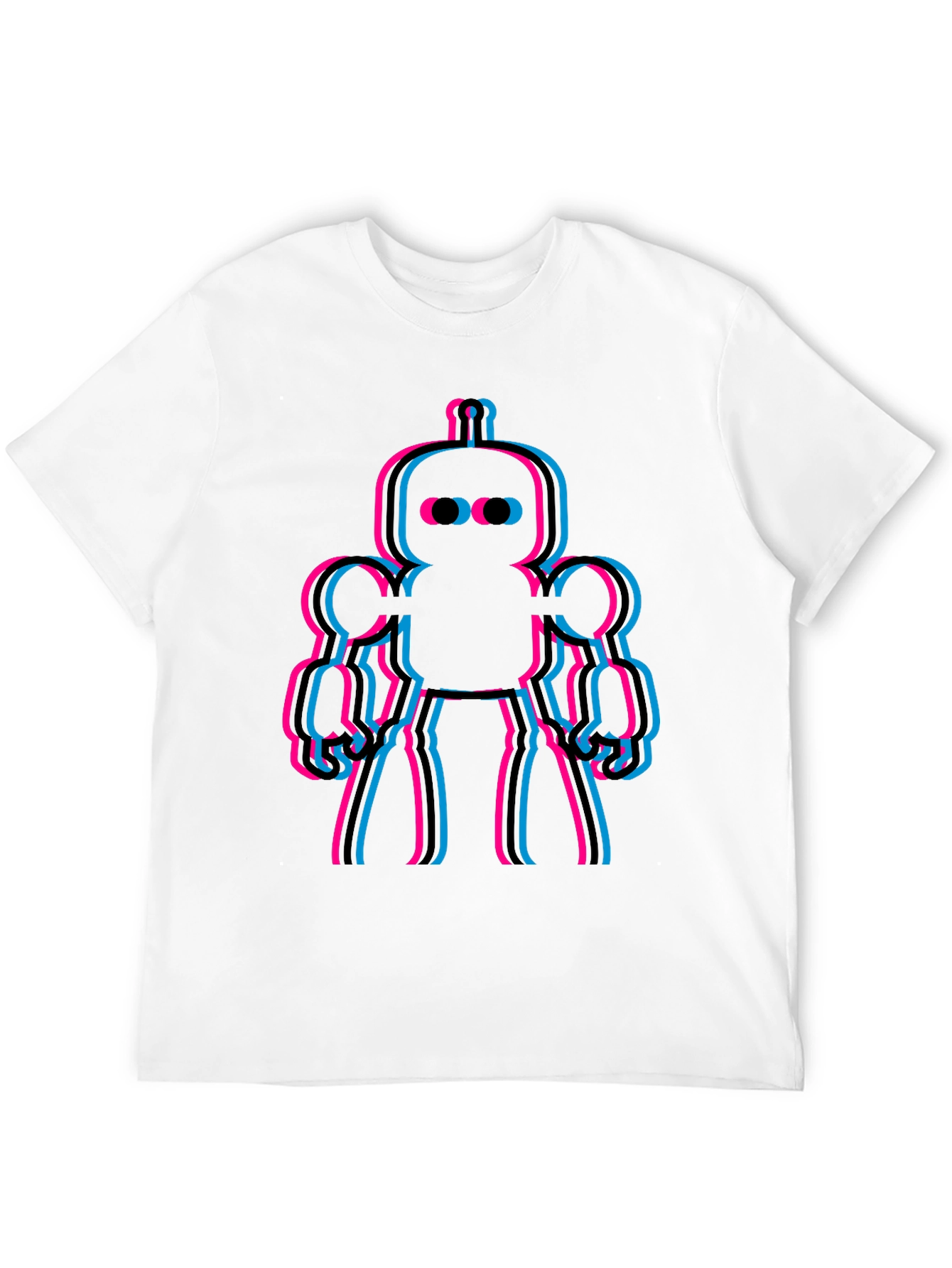 Retro Robot Glitch Mens Graphic Tee