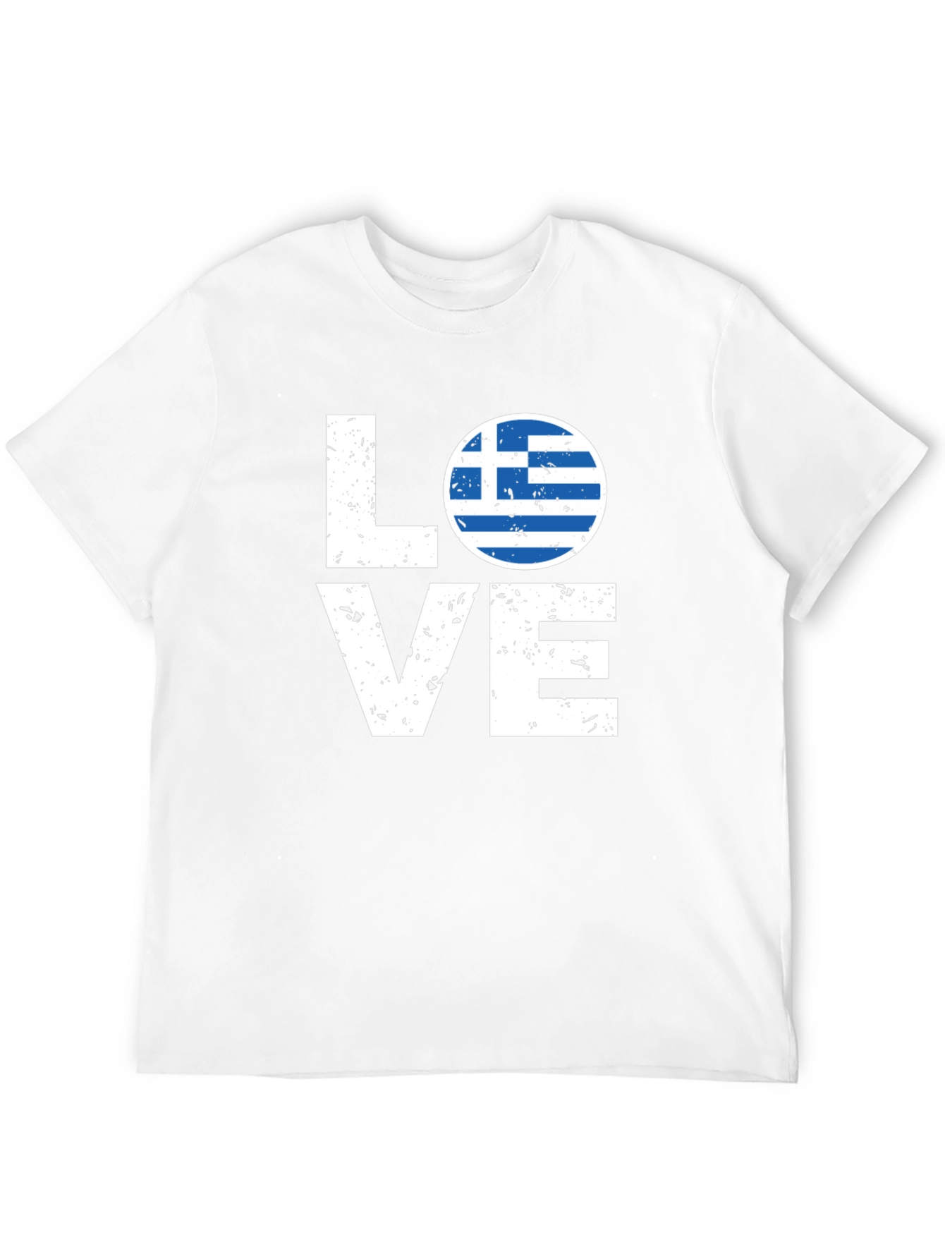 Greece Flag Love T-Shirt - Black Crew Neck Tee
