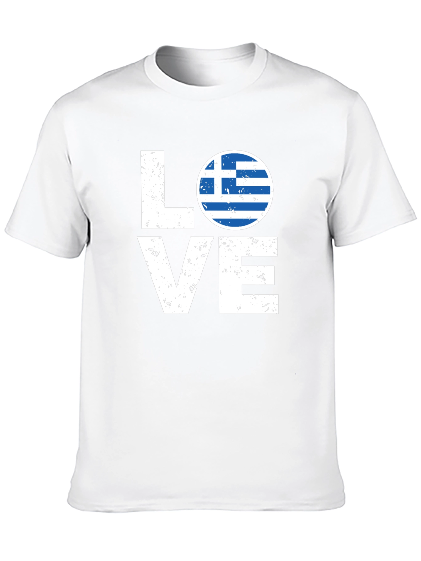Greece Flag Love T-Shirt - Black Crew Neck Tee