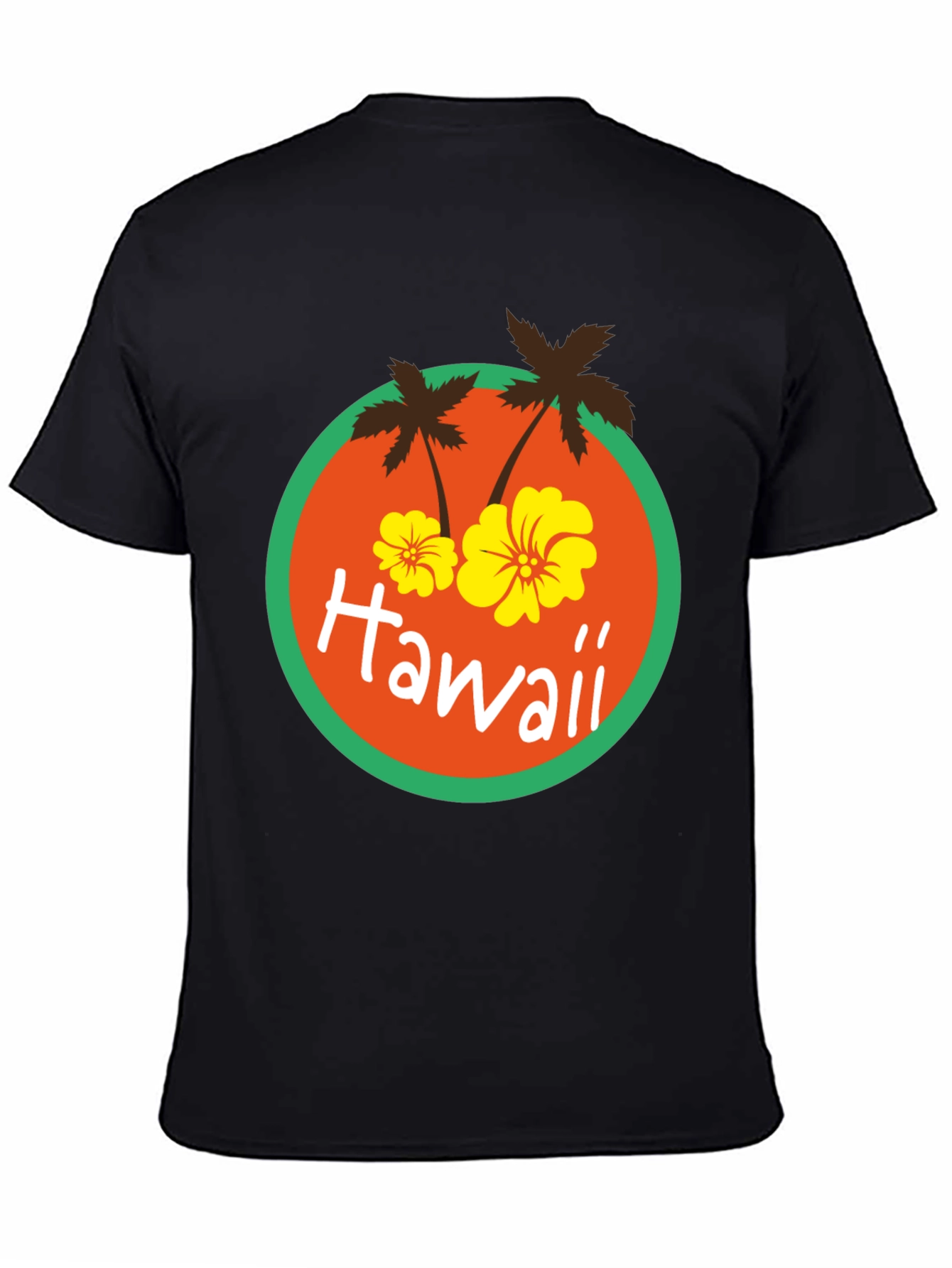 Hawaii Palm Tree Graphic Print Black T-Shirt