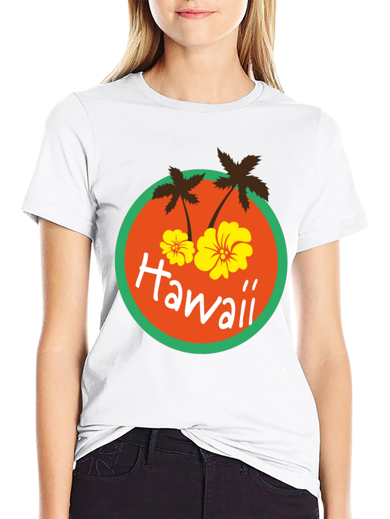 Hawaii Palm Tree Graphic Print Black T-Shirt