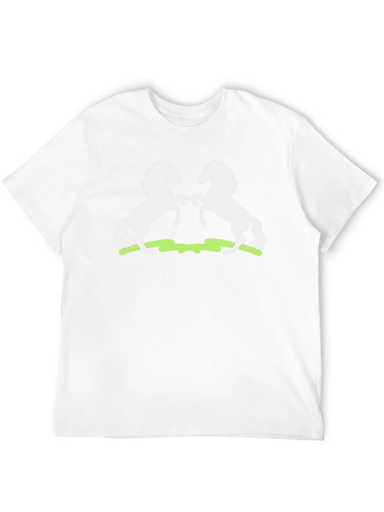 Graphic Tee: White Stallions on Black Cotton