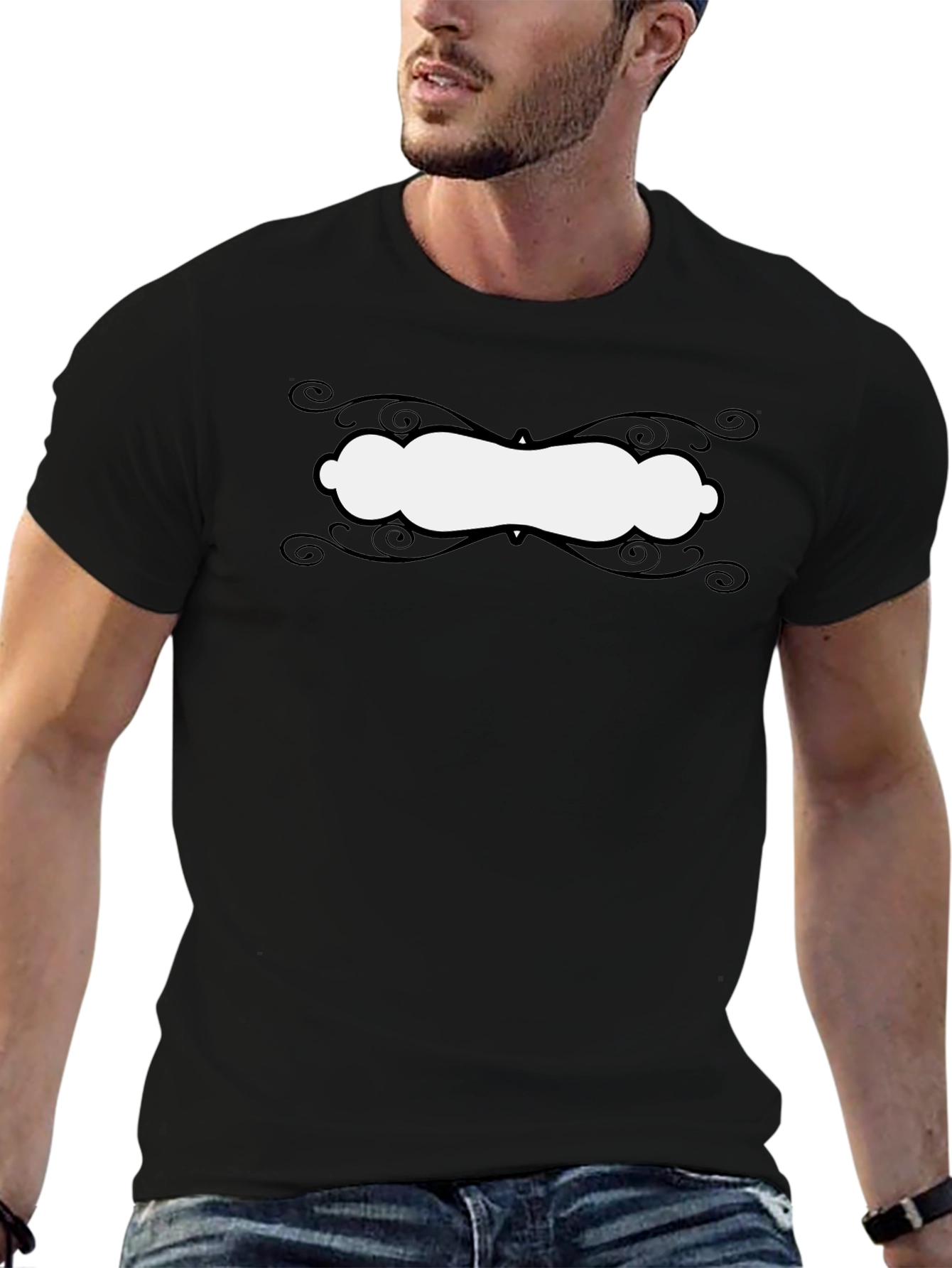 Stylish Black T-Shirt with Decorative Graphic
