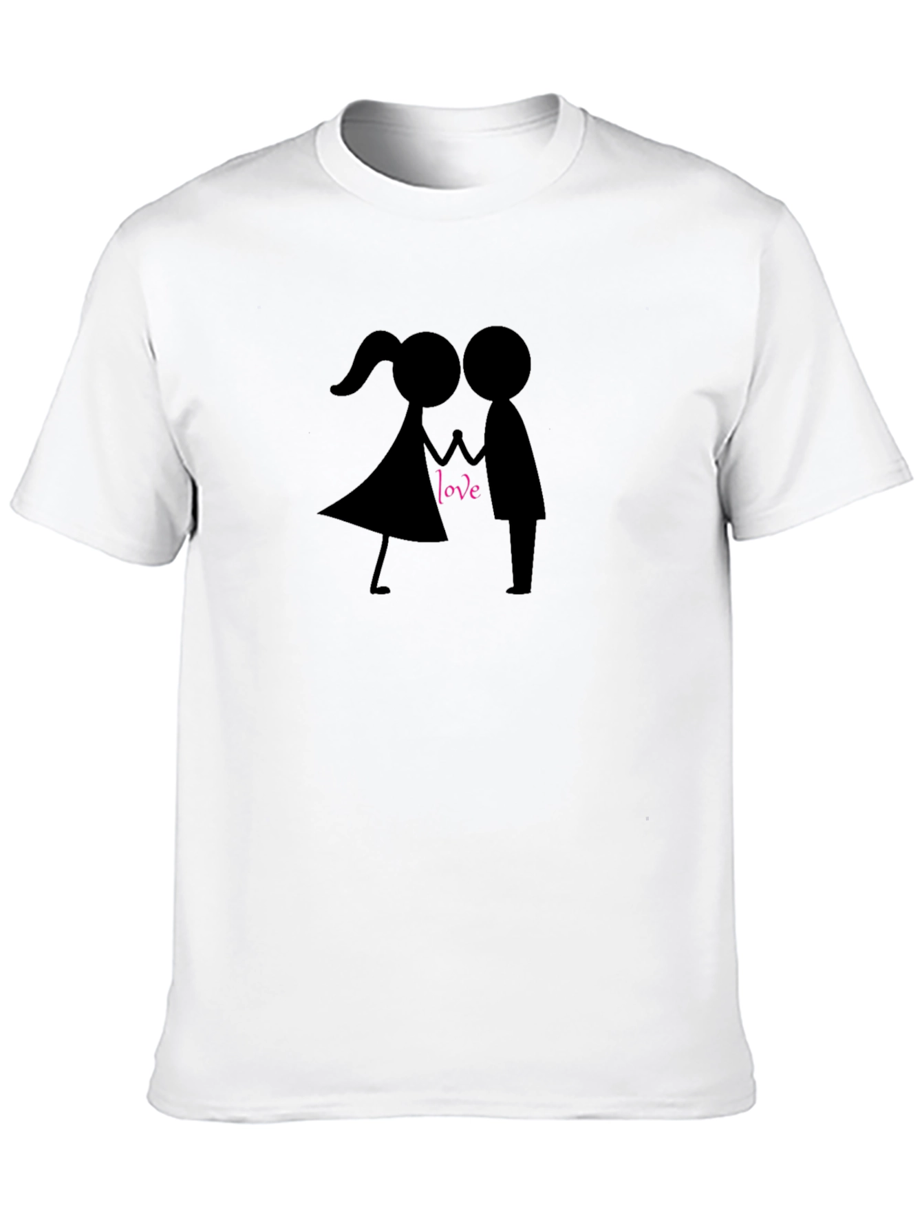 Love Stick Figure Couple T-Shirt - Stylish Black Tee