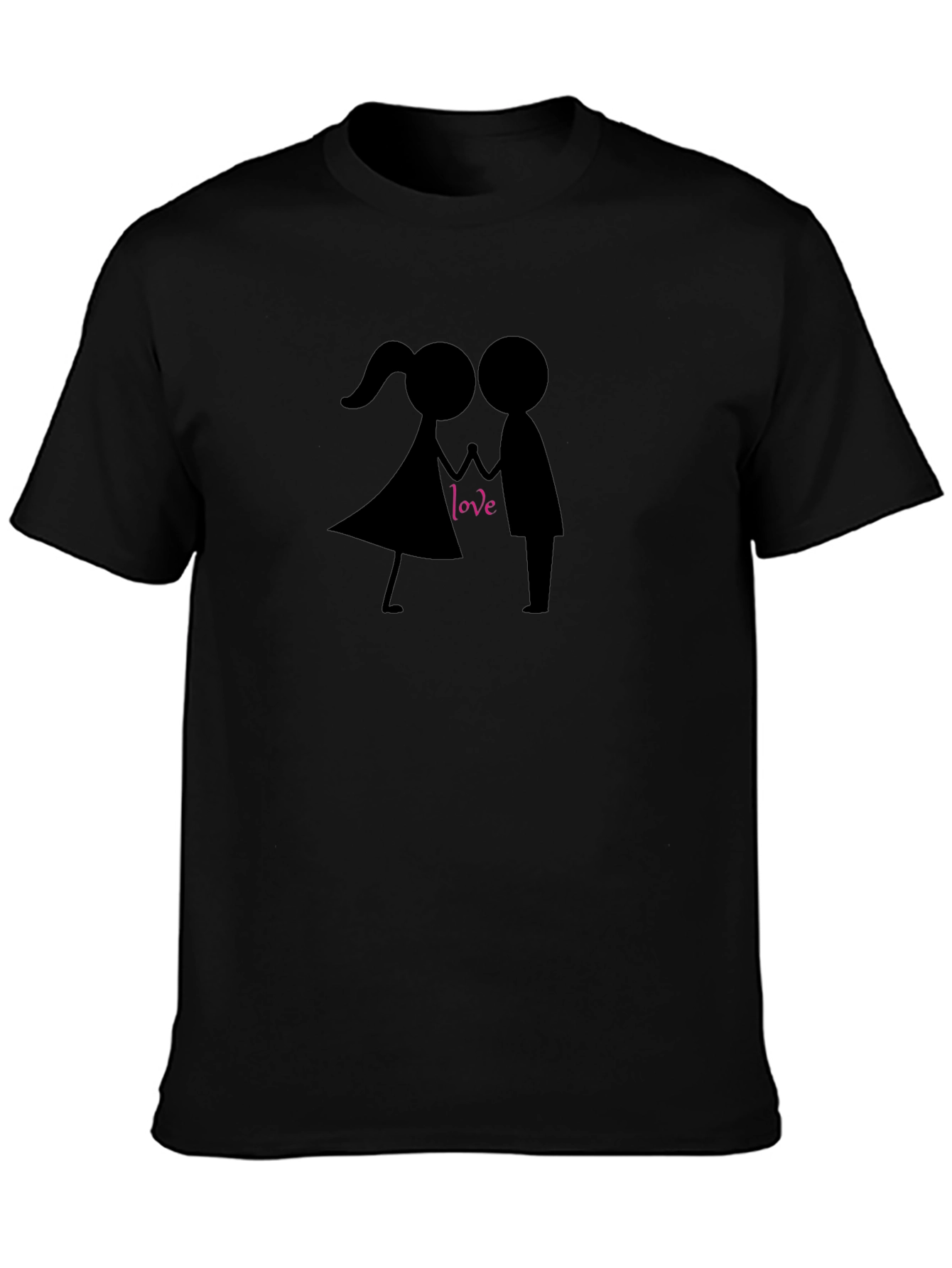 Love Stick Figure Couple T-Shirt - Stylish Black Tee