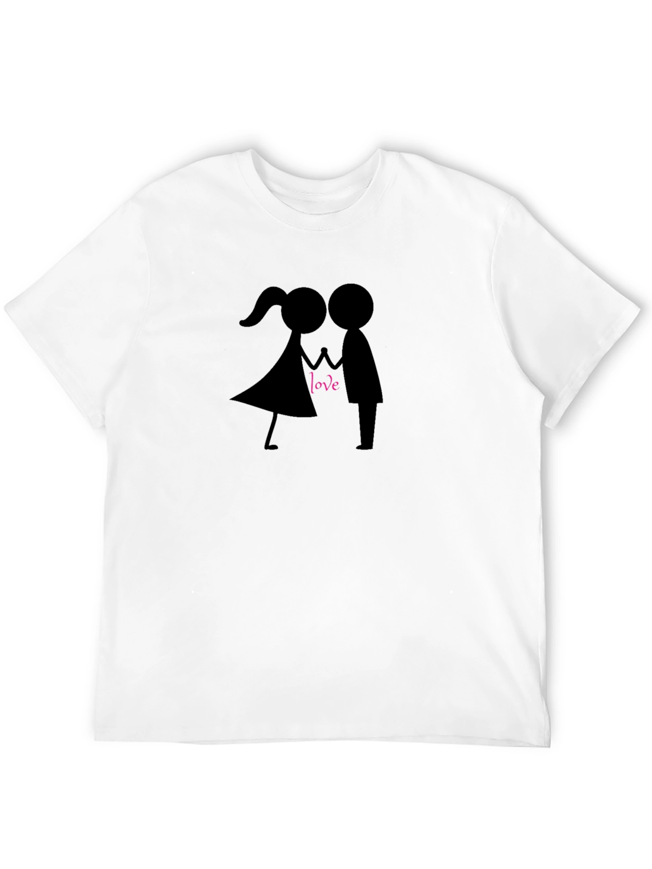 Love Stick Figure Couple T-Shirt - Stylish Black Tee