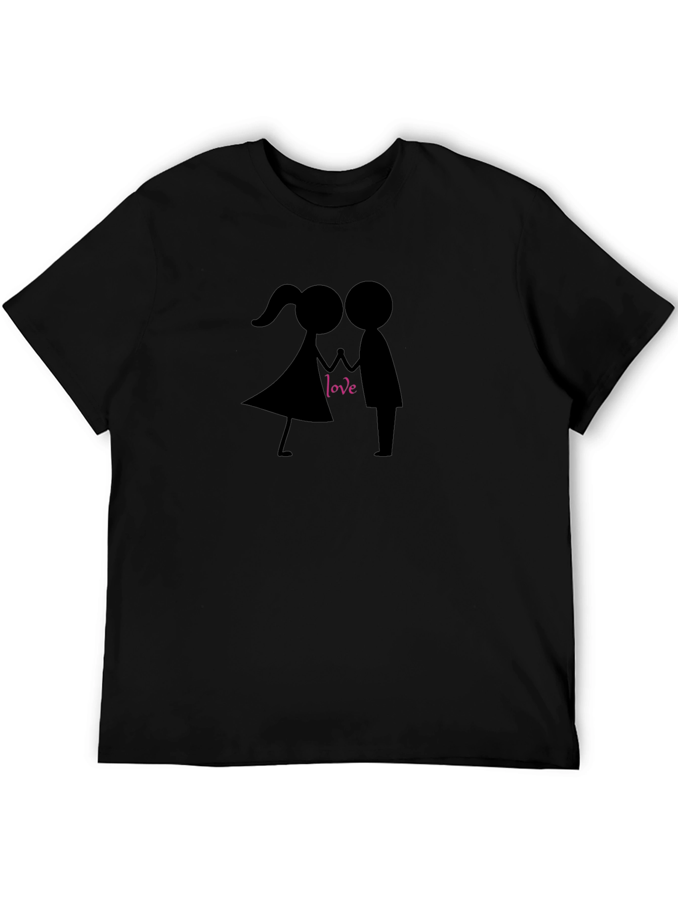 Love Stick Figure Couple T-Shirt - Stylish Black Tee