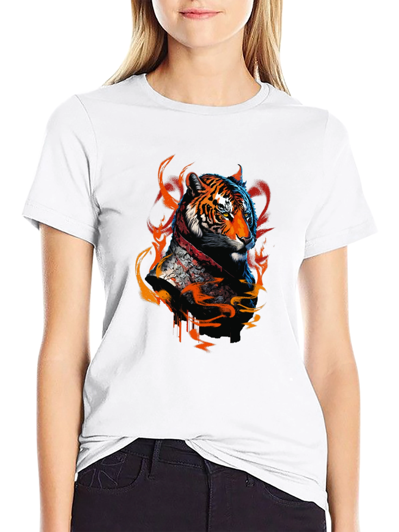 Fiery Tiger Graphic Tee - Bold Animal Design