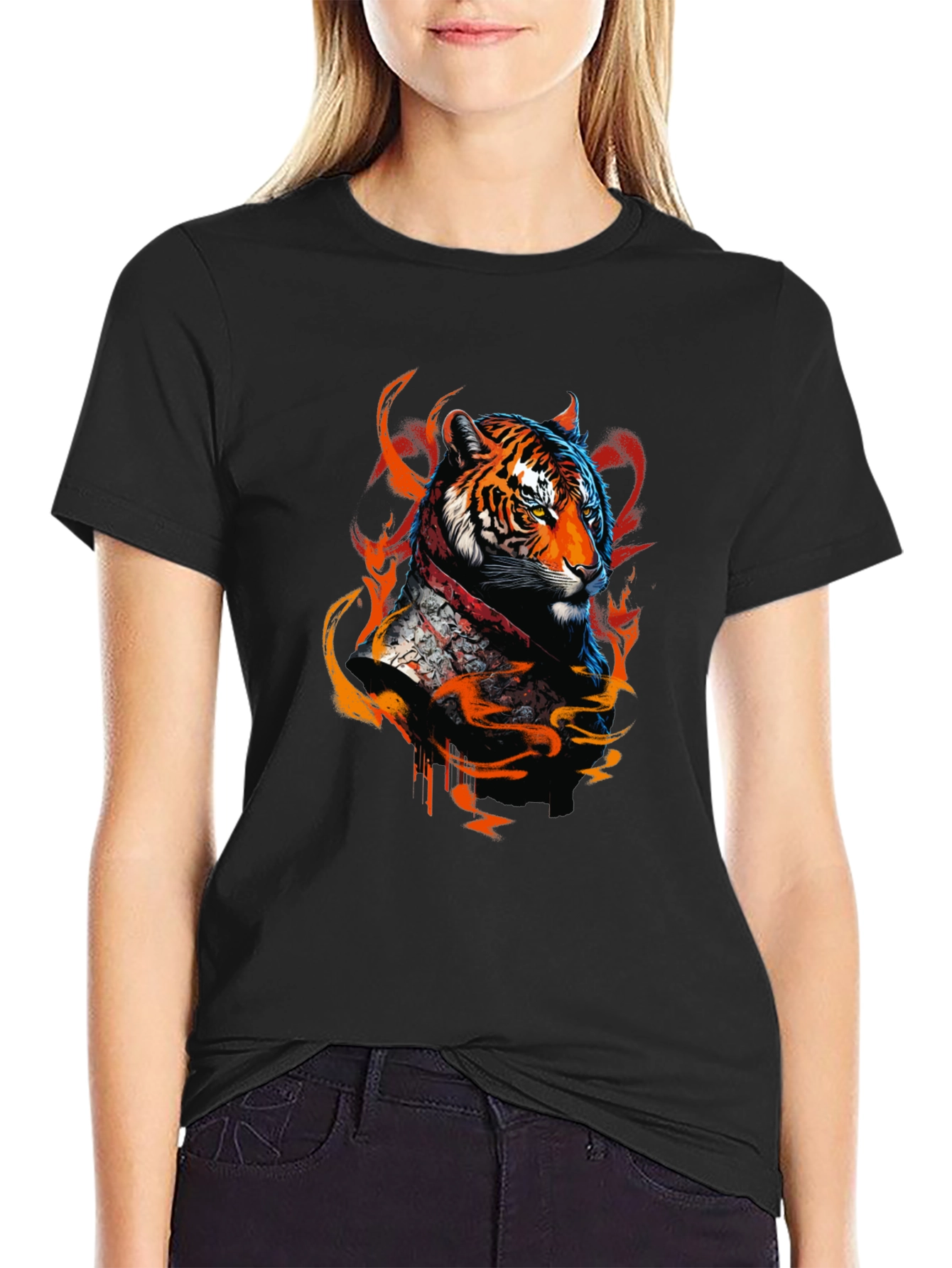 Fiery Tiger Graphic Tee - Bold Animal Design