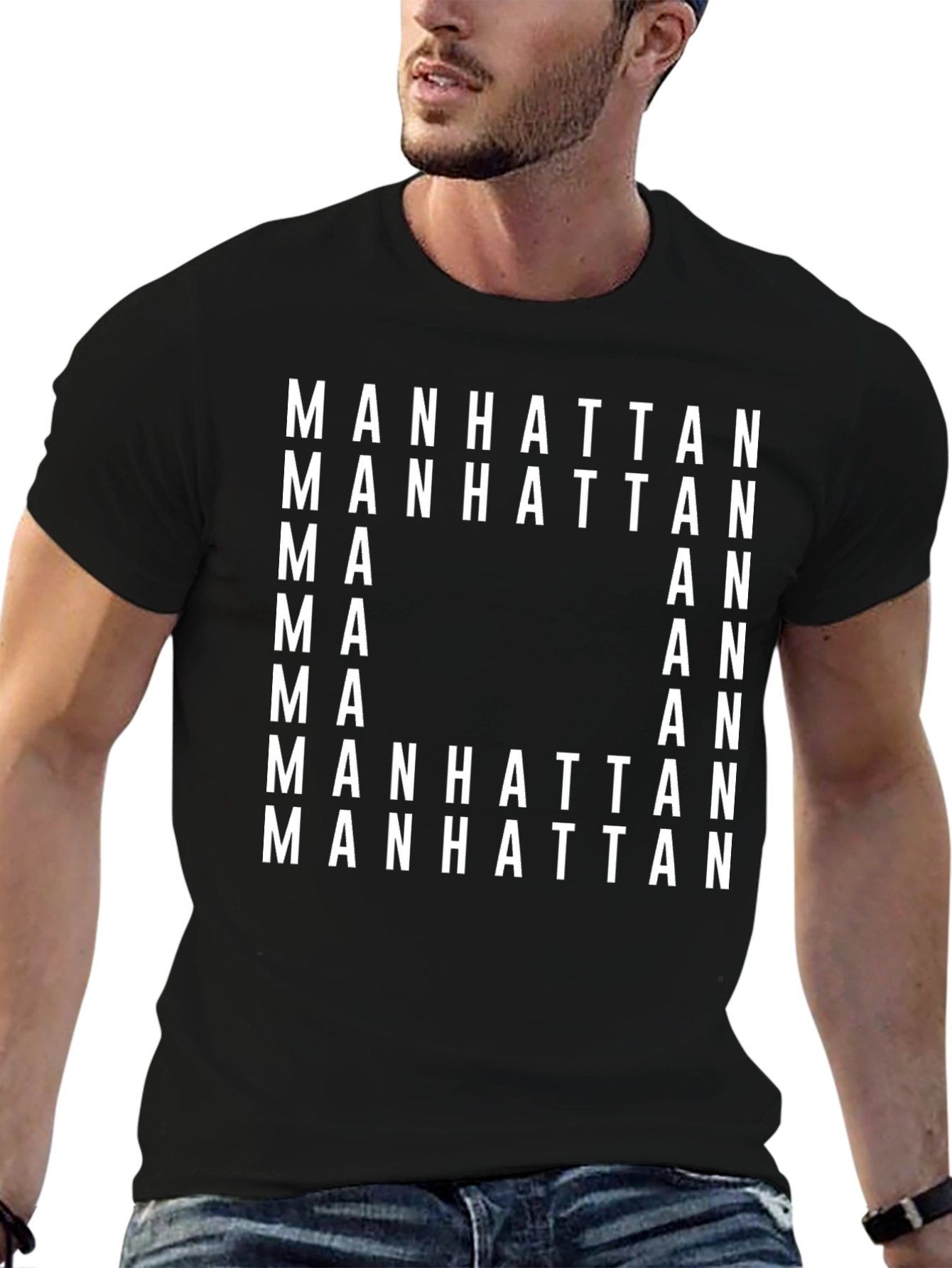 Manhattan Graphic Print Black T-Shirt