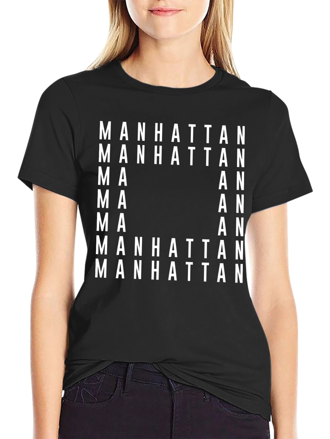 Manhattan Graphic Print Black T-Shirt