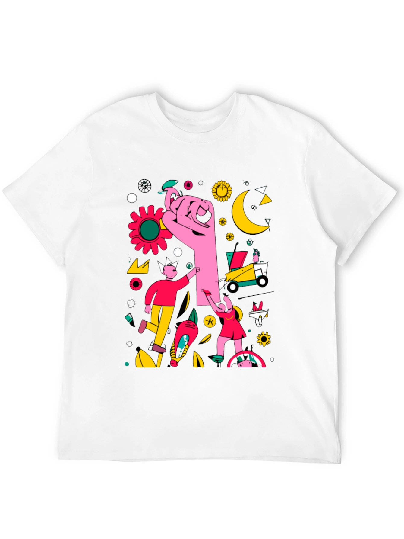 Abstract Graphic Print Black Crew Neck T-Shirt