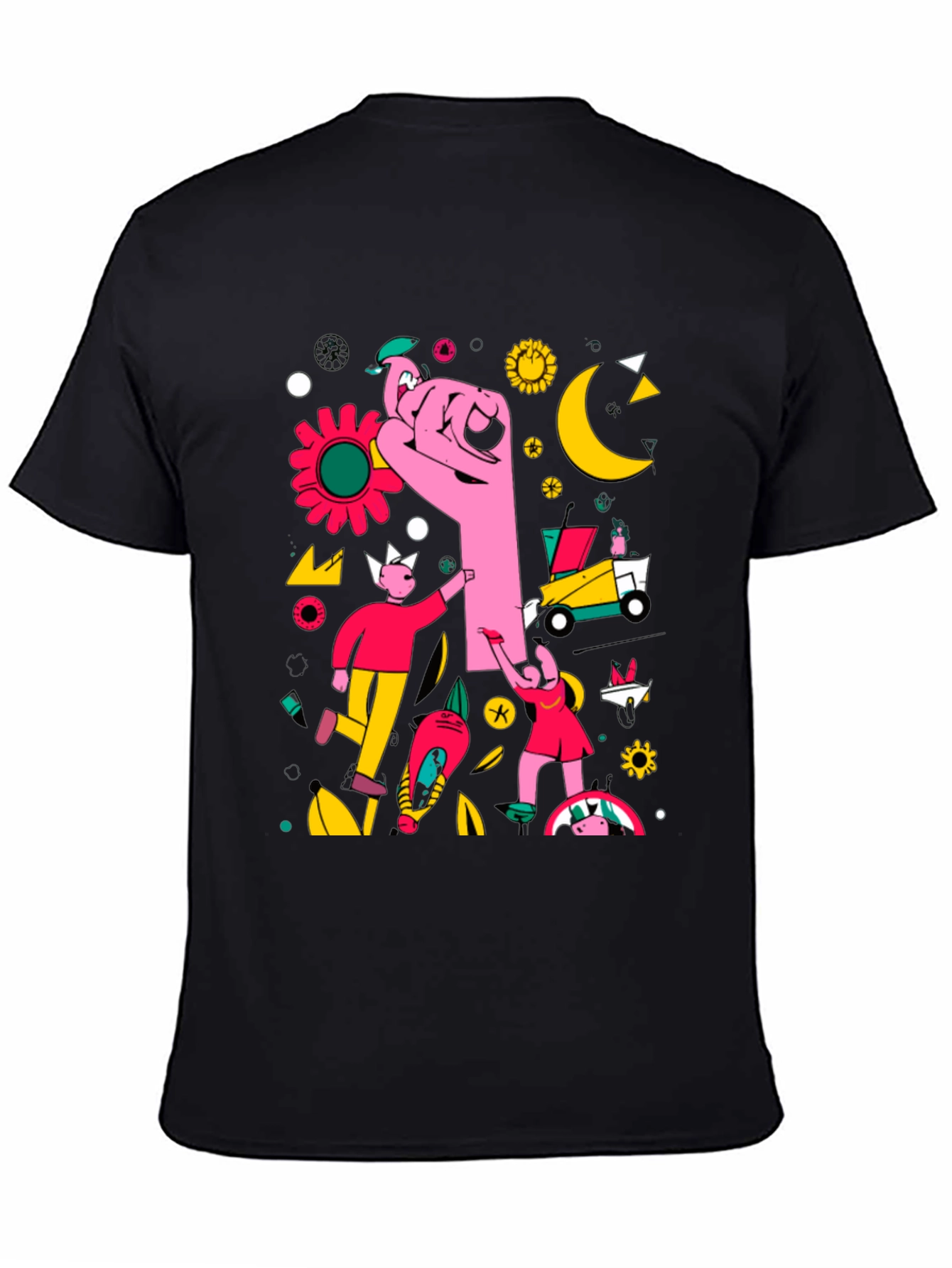 Abstract Graphic Print Black Crew Neck T-Shirt
