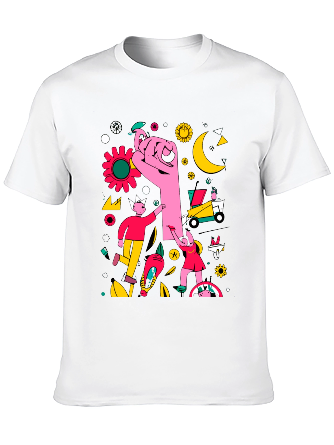 Abstract Graphic Print Black Crew Neck T-Shirt
