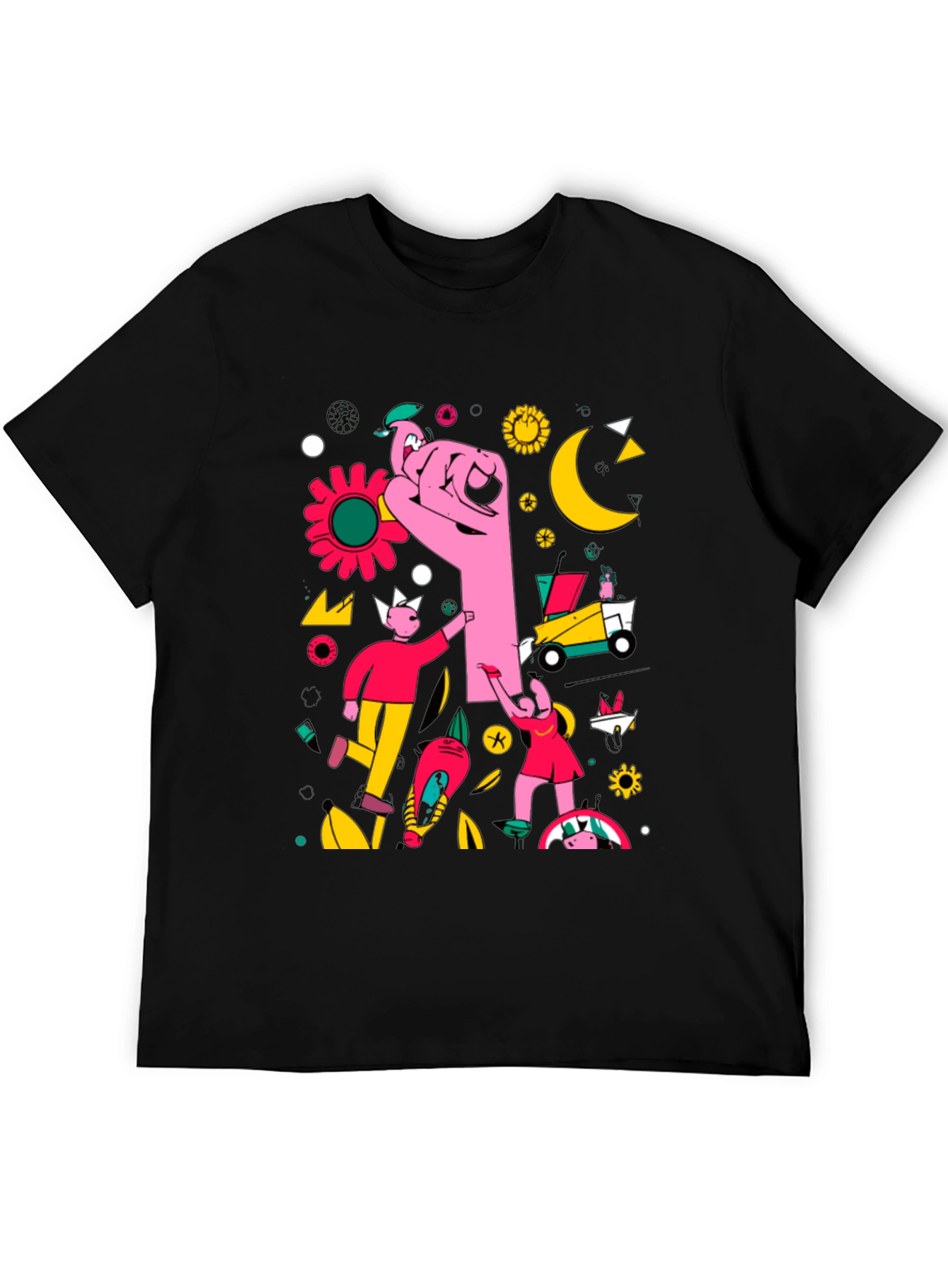 Abstract Graphic Print Black Crew Neck T-Shirt